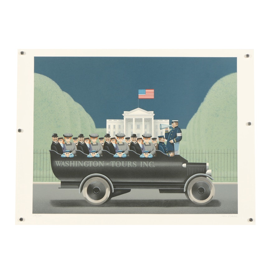 Jan Balet Lithograph "To the Left... The White House"