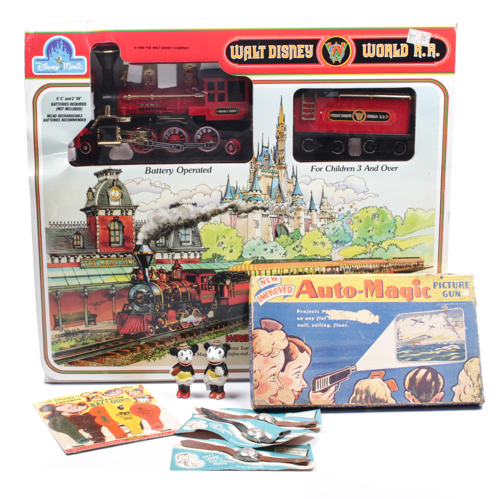 Vintage Disney Bisque Minnie Mouse Figurines and Other Character Themed Toys