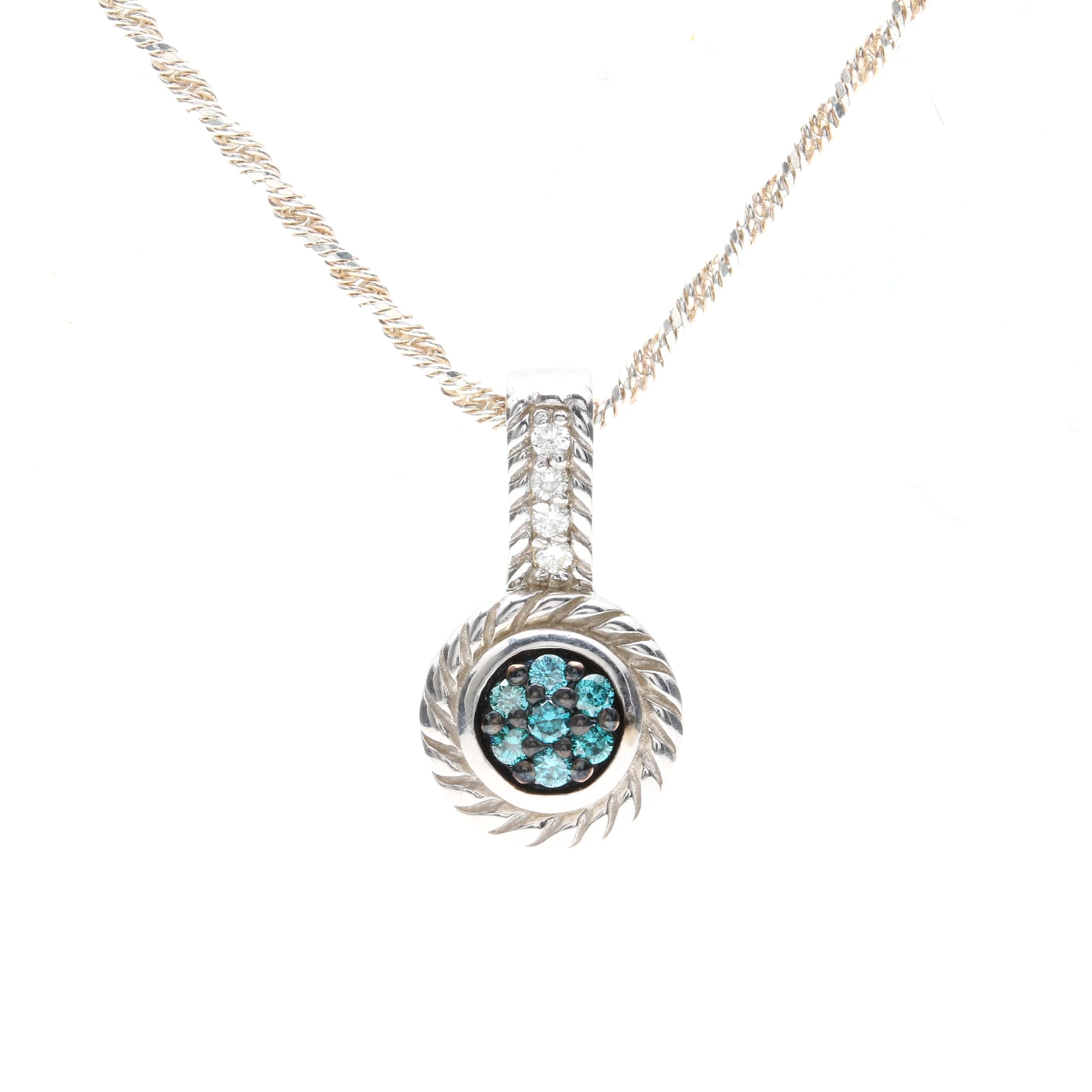 Sterling Silver Diamond Pendant Necklace