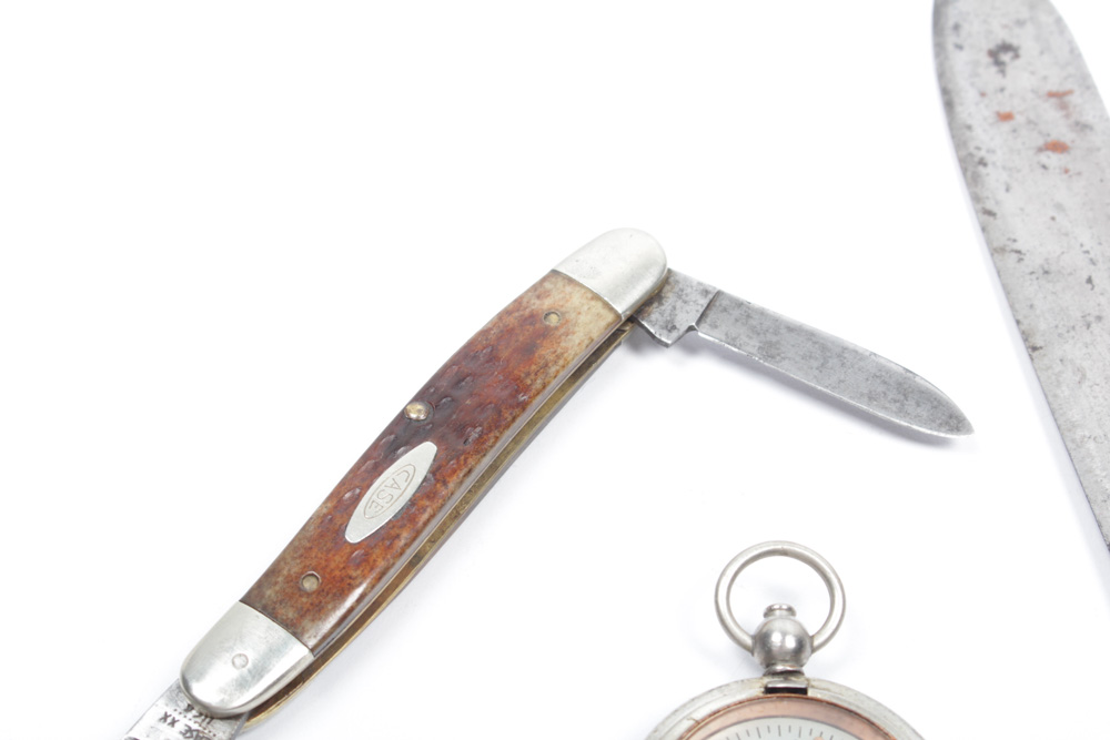 Vintage Case Pocket Knives, Kitchen Knife and Compass