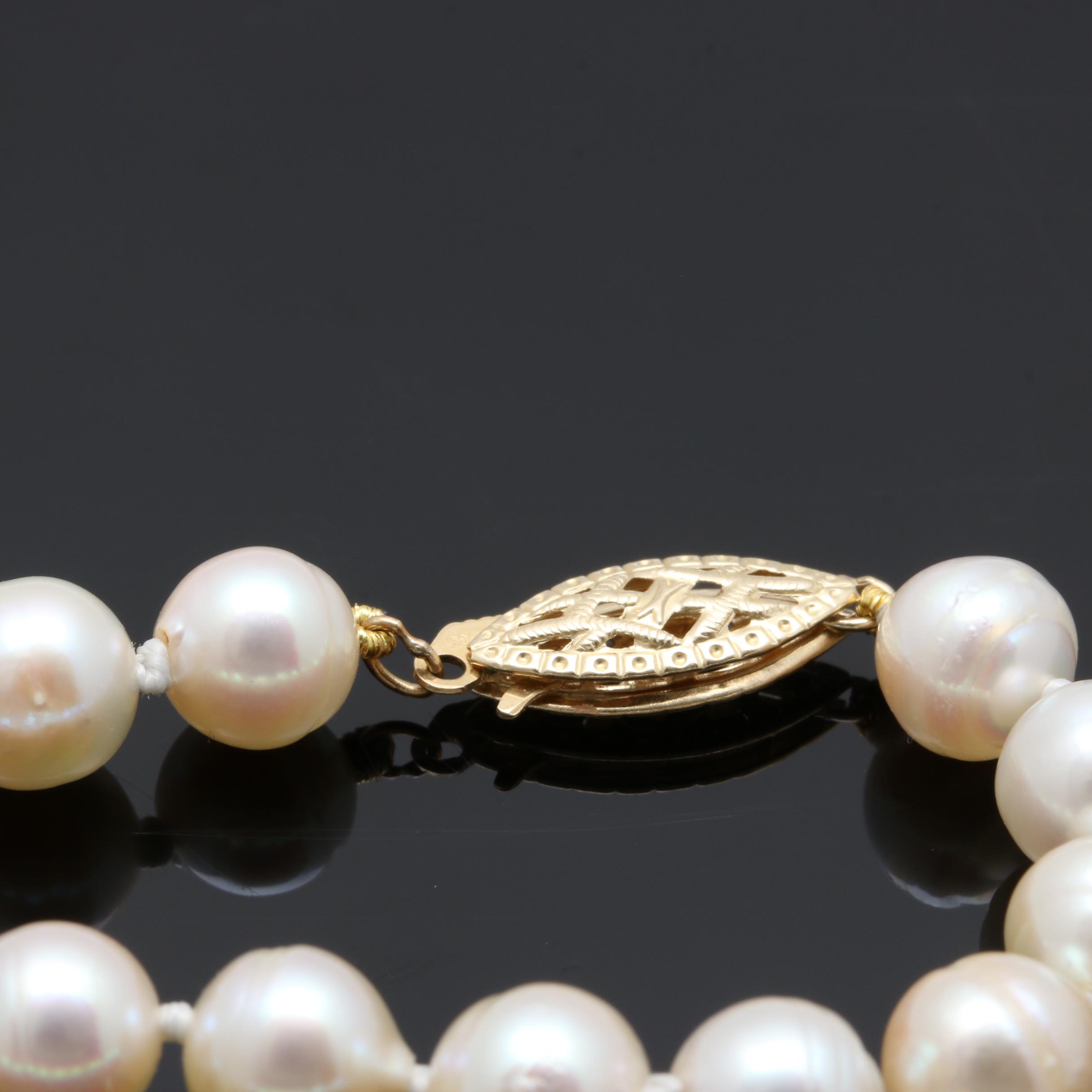 14K Yellow Gold Cultured Pearl Necklace