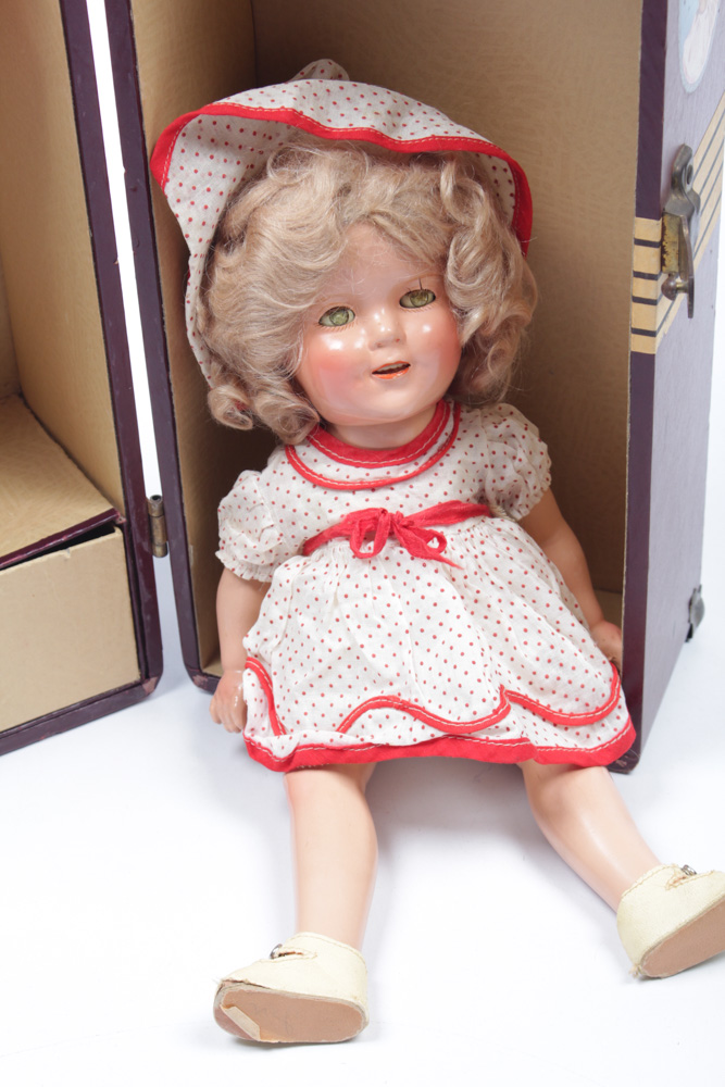Vintage Shirley Temple Doll, Clothes and Trunk
