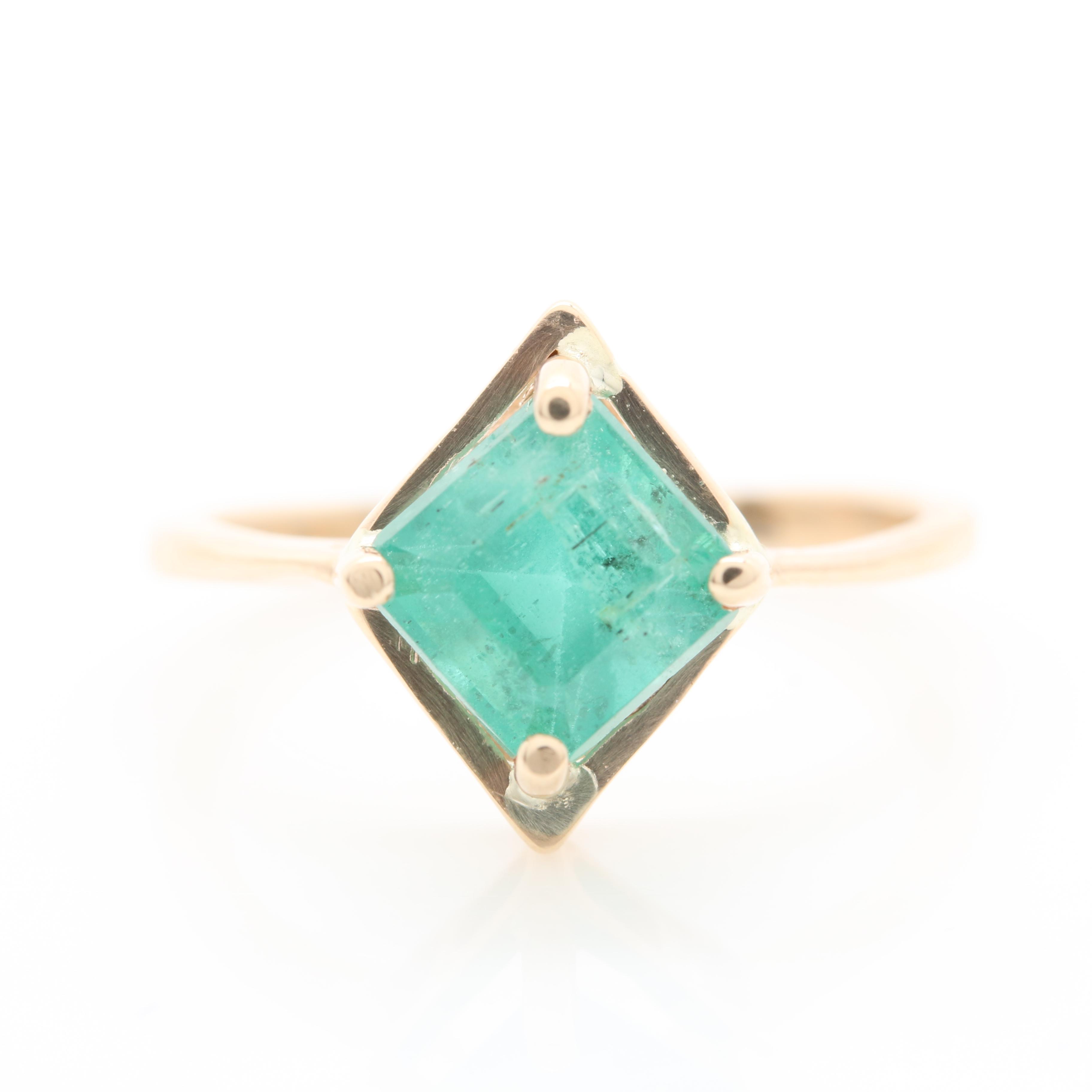 14K Yellow Gold Emerald Ring