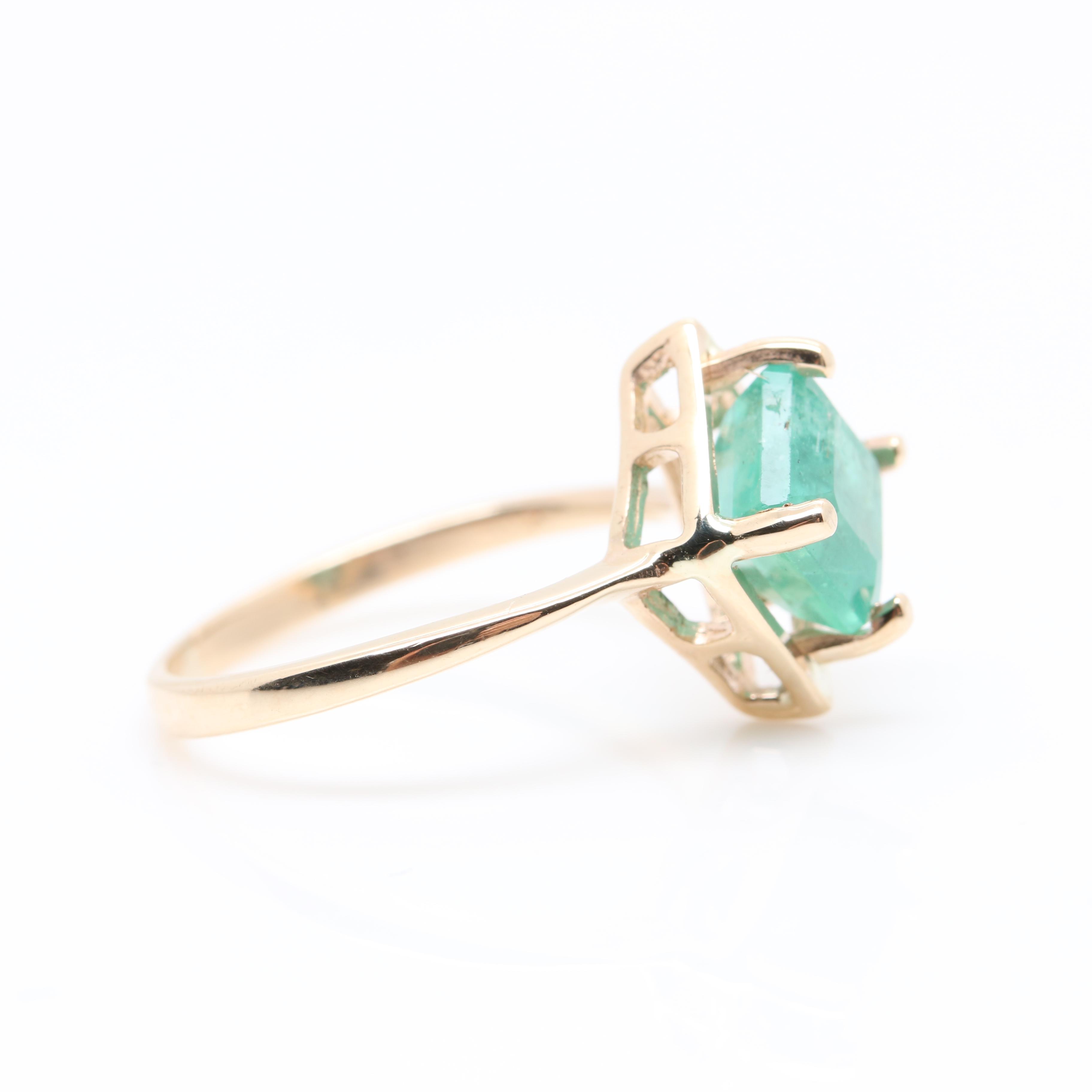 14K Yellow Gold Emerald Ring