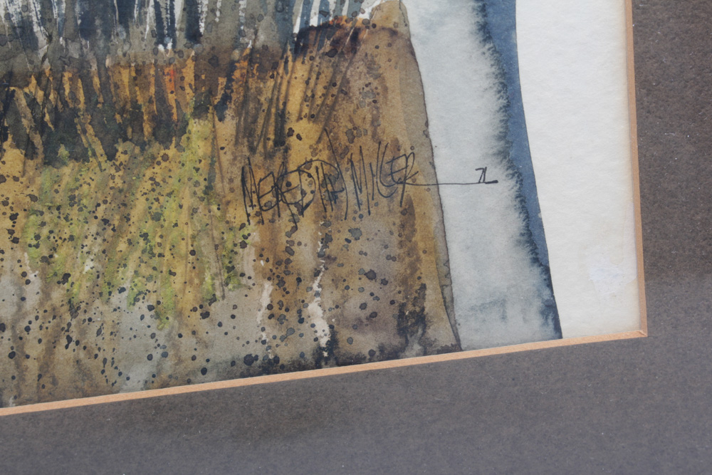 Vintage Meredith Miller Cityscape Watercolor