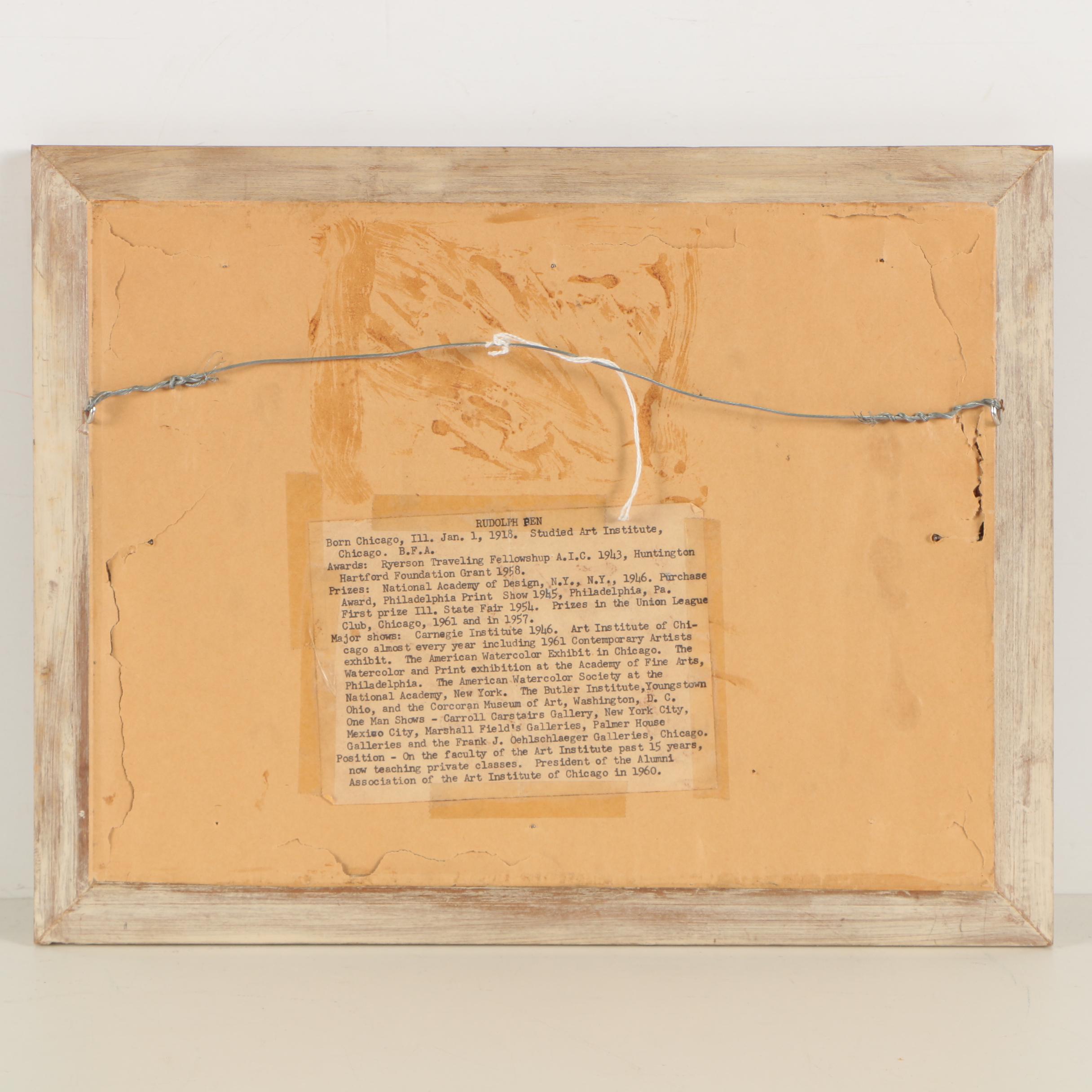 Rudolph Pen Oil Painting of Jockey and Horse Racing