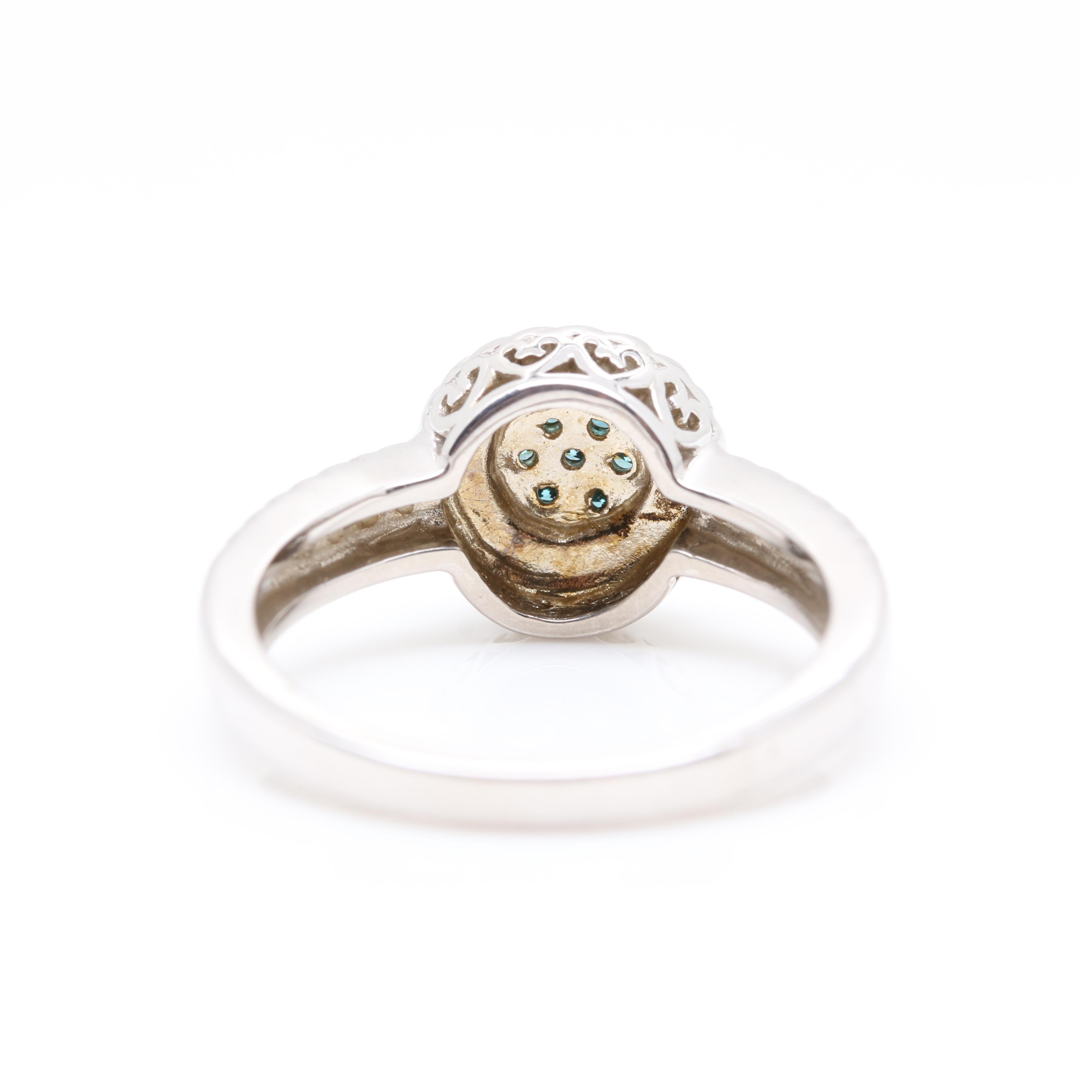 Kate McCullar Sterling Silver Diamond Ring Including Blue Diamonds