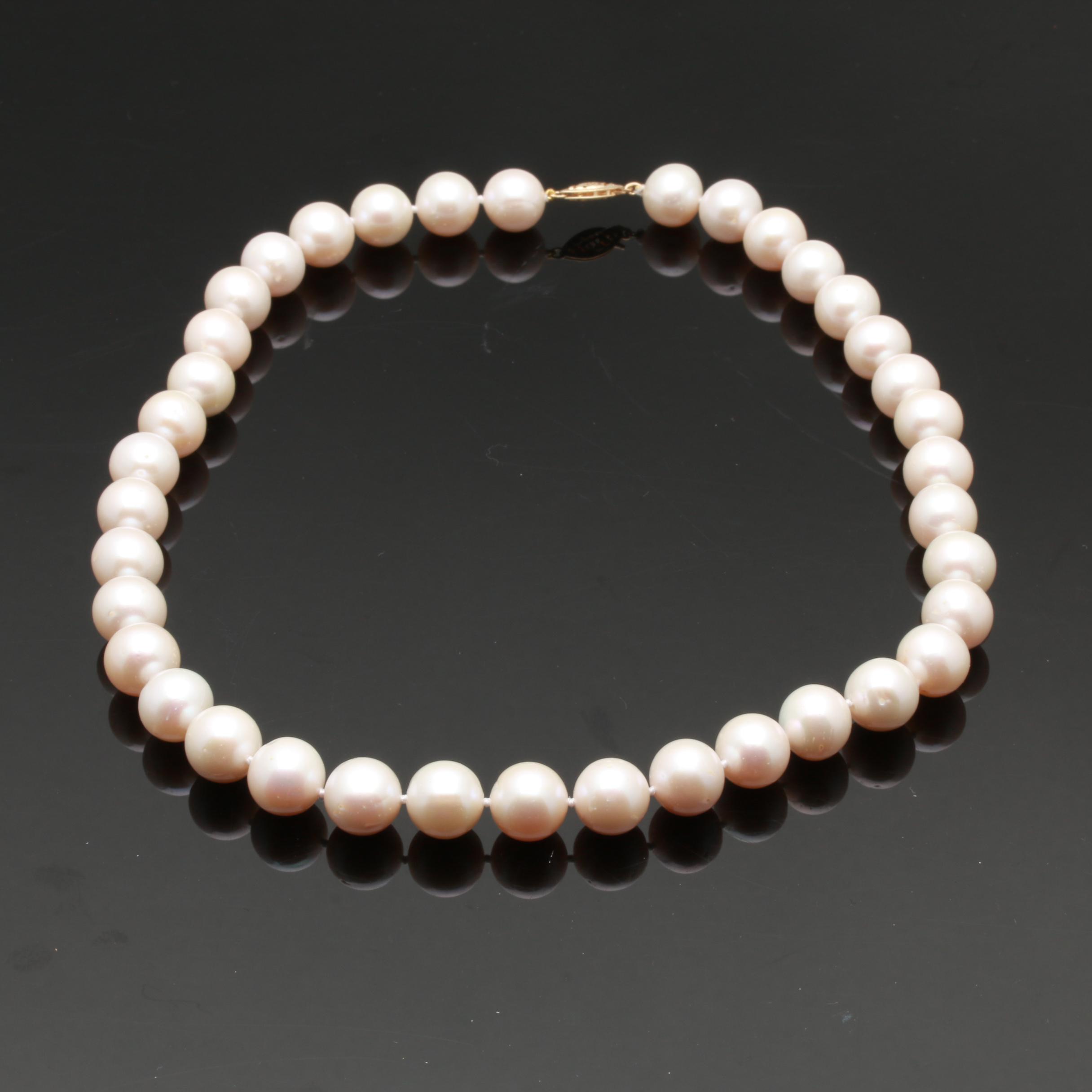 14K Yellow Gold Cultured Pearl Necklace