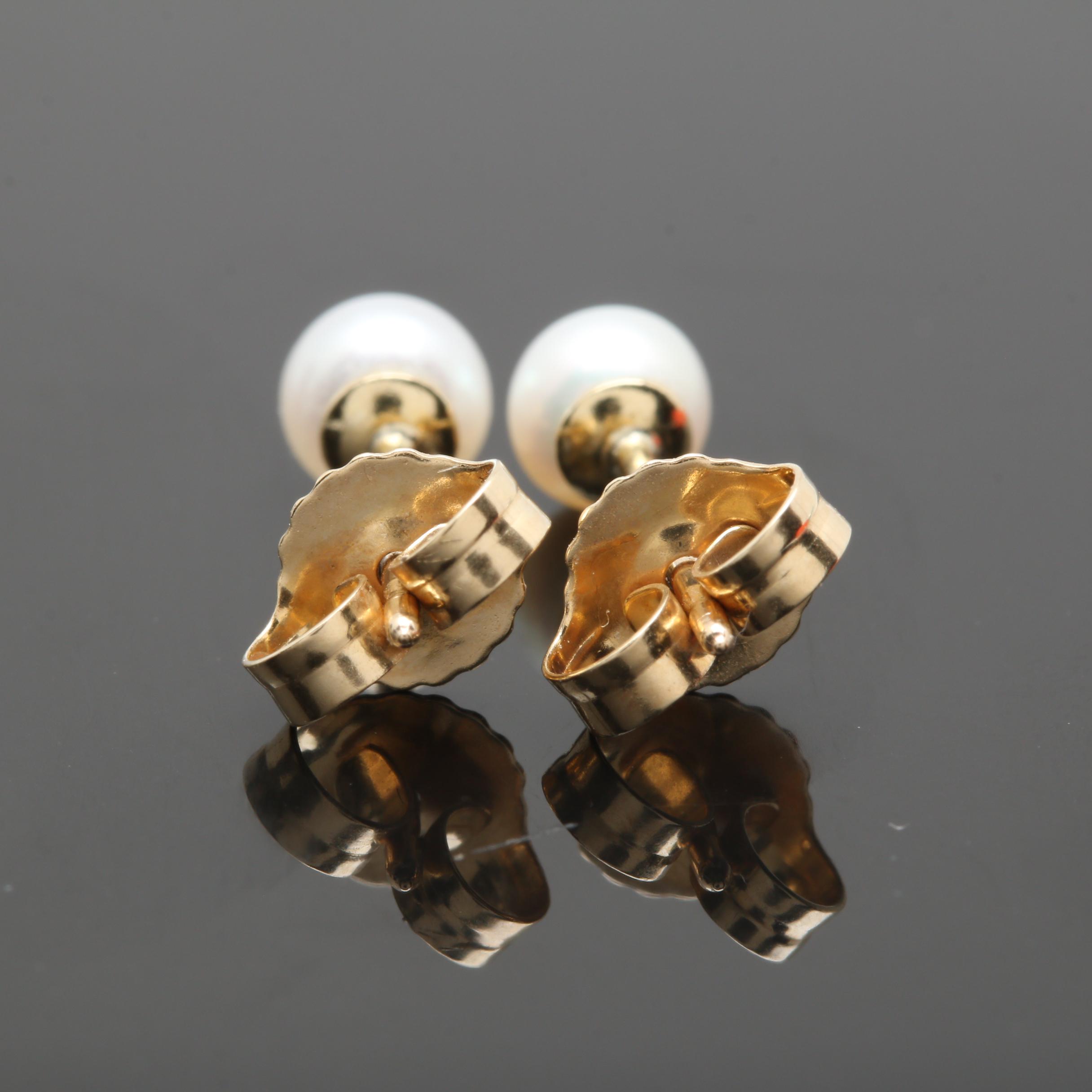 14K Yellow Gold Cultured Pearl Stud Earrings