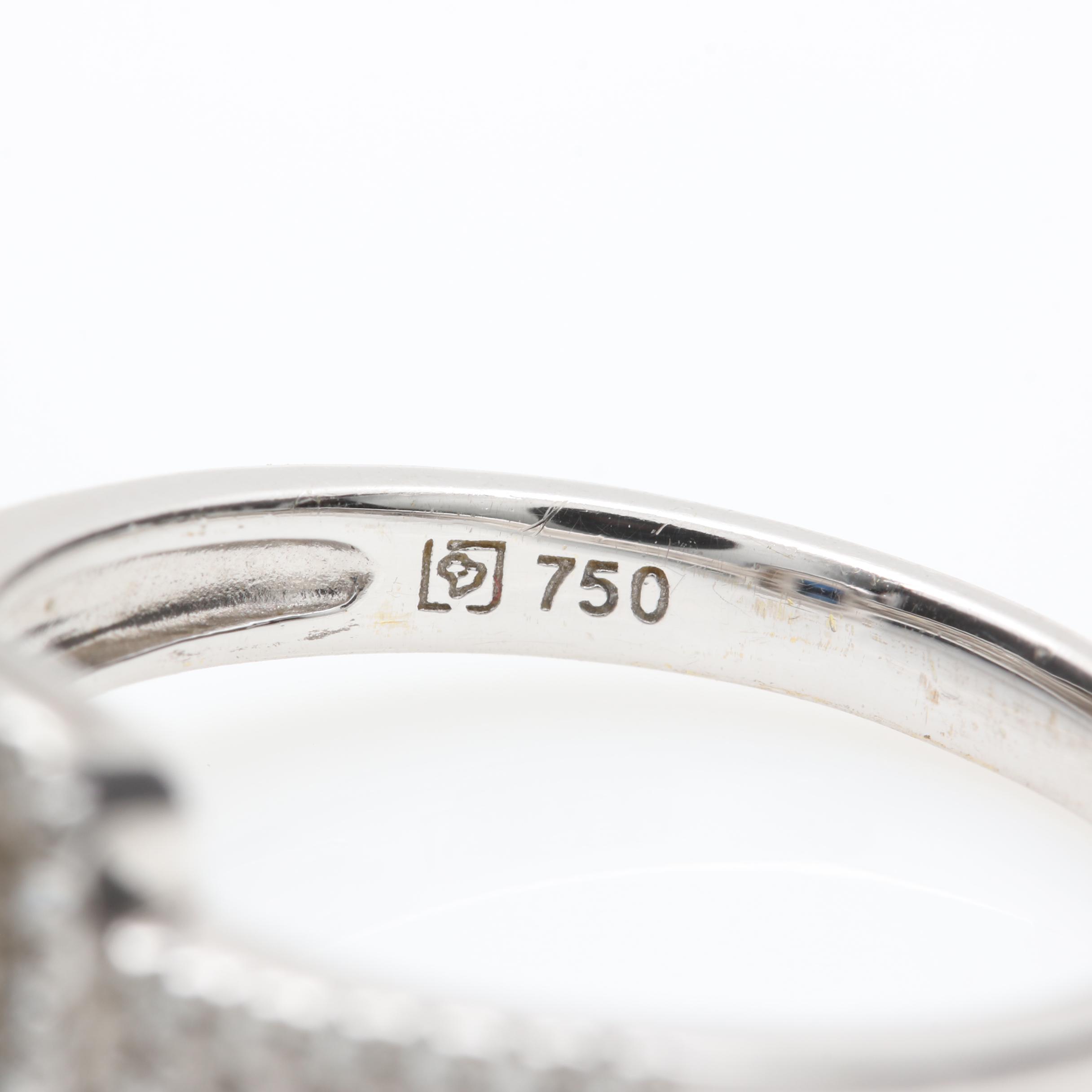 18K White Gold Blue Sapphire and Diamond Ring