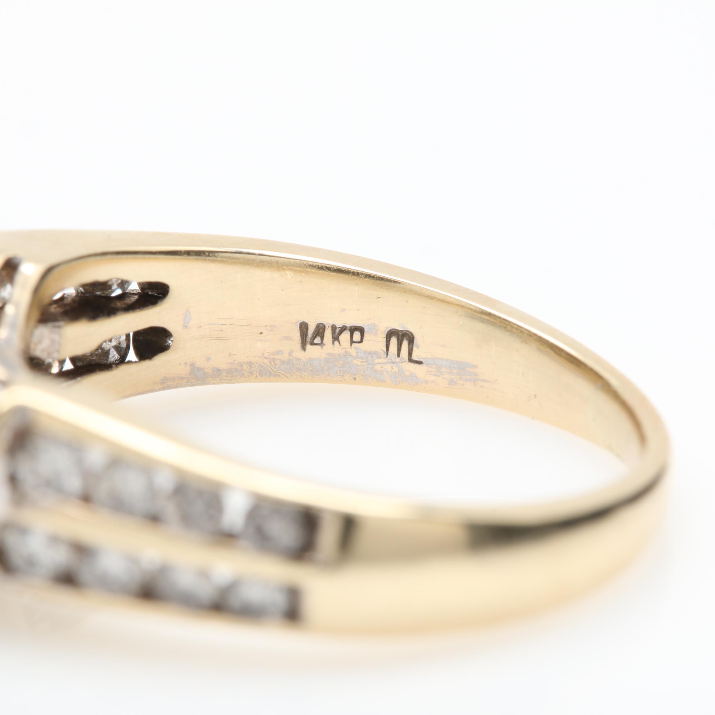 14K Yellow Gold 2.69 CTW Diamond Ring With Irradiated Green Diamond