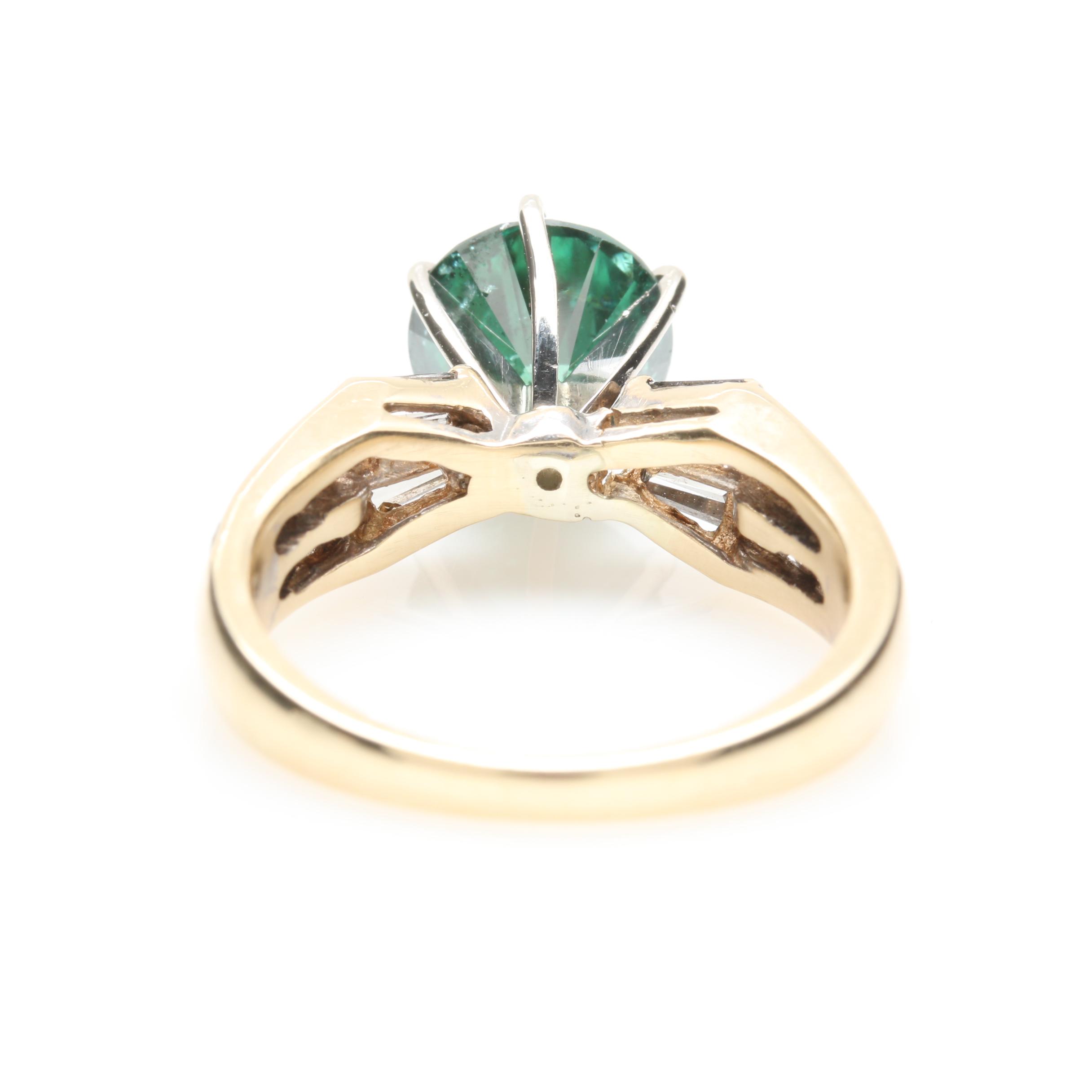 14K Yellow Gold 2.69 CTW Diamond Ring With Irradiated Green Diamond