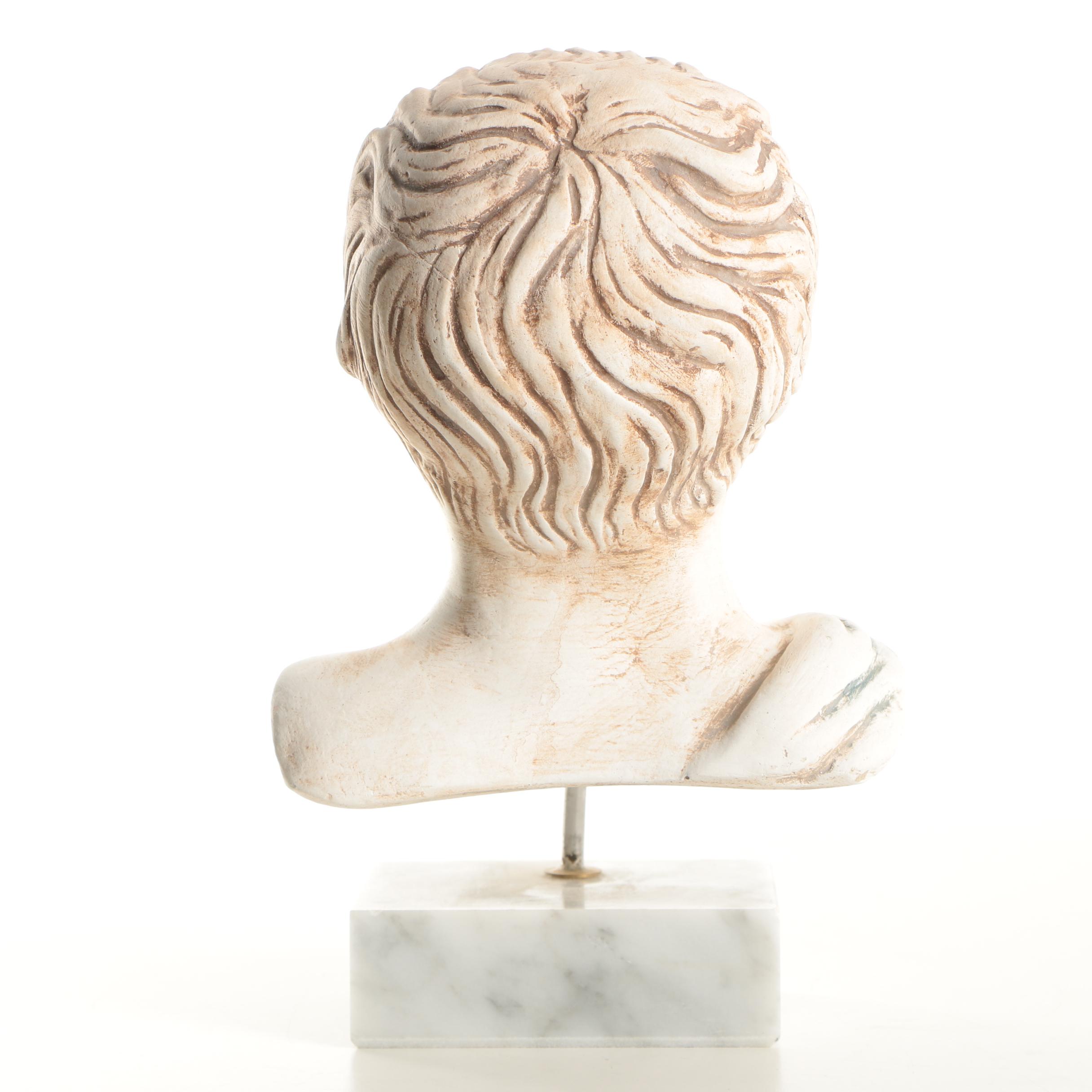 Ergani Athena Plaster Bust of Aristotle on Marble Base