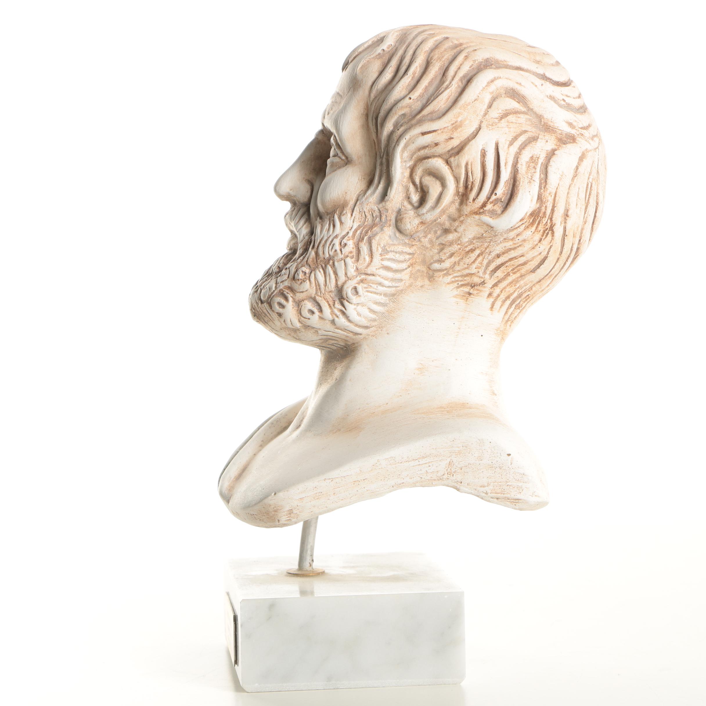 Ergani Athena Plaster Bust of Aristotle on Marble Base