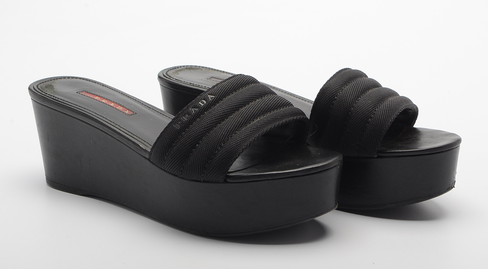 Prada Black Platform Slide Sandals