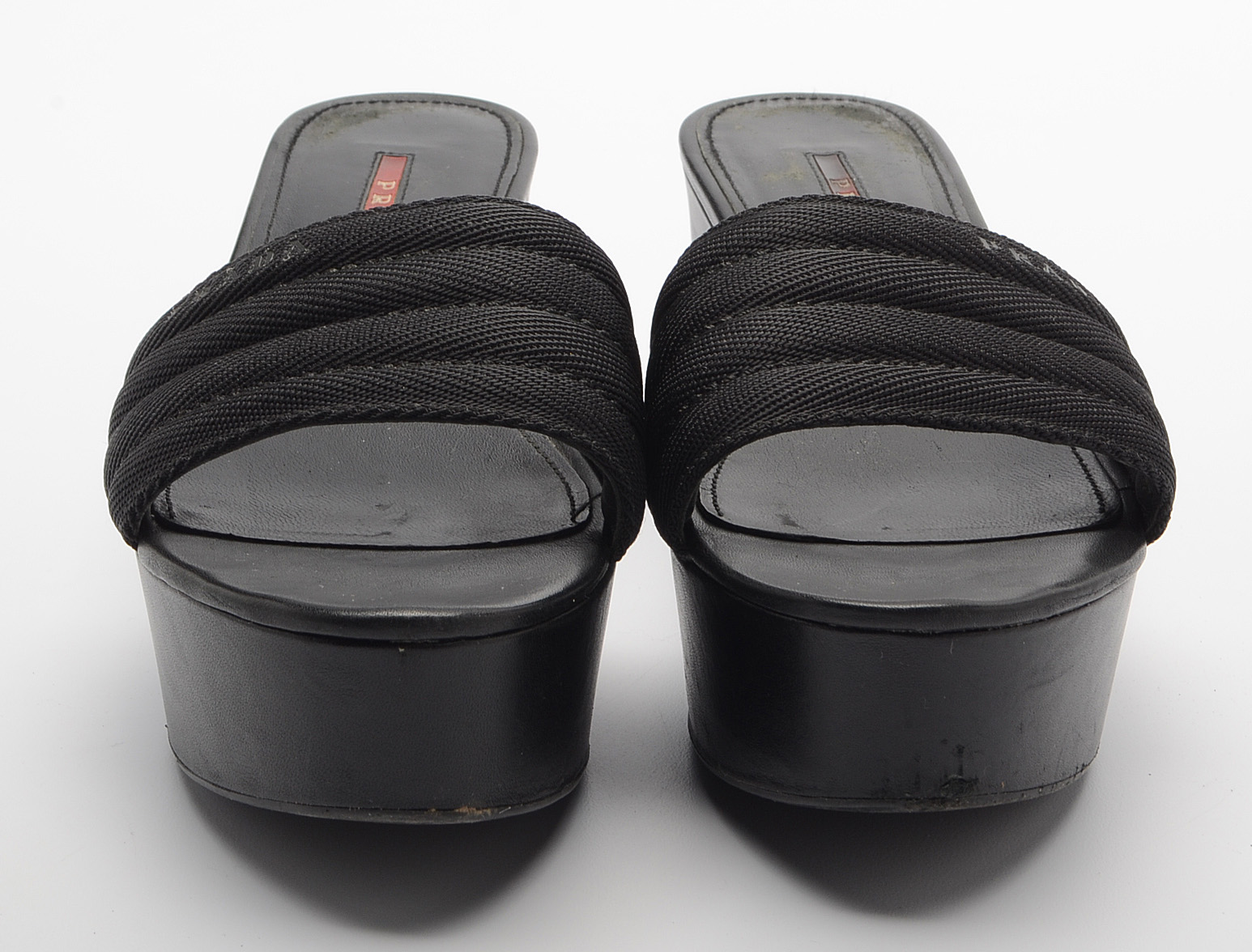 Prada Black Platform Slide Sandals