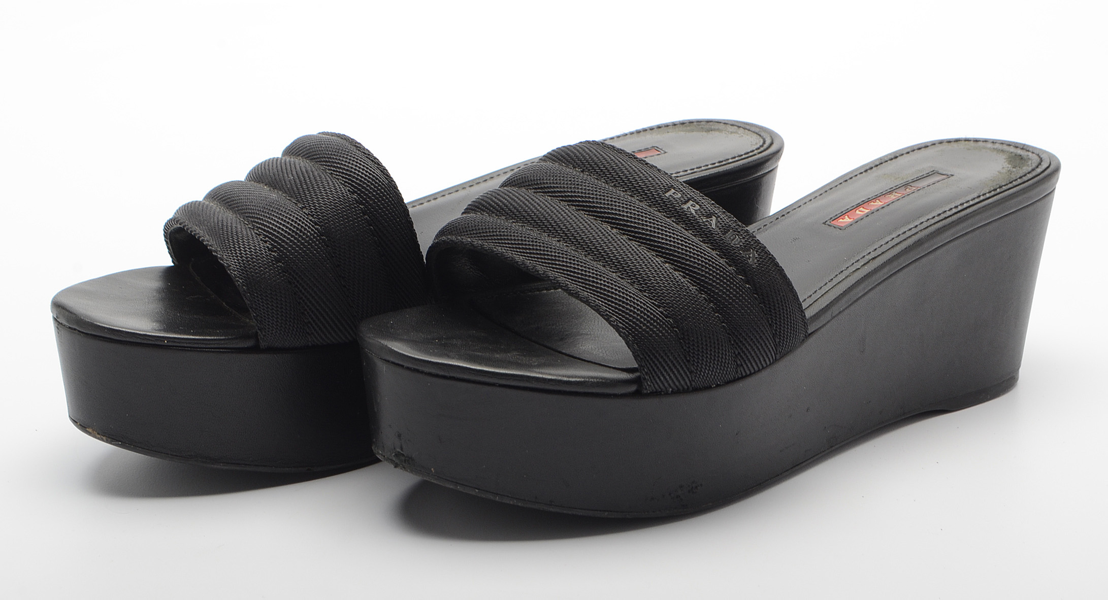 Prada Black Platform Slide Sandals