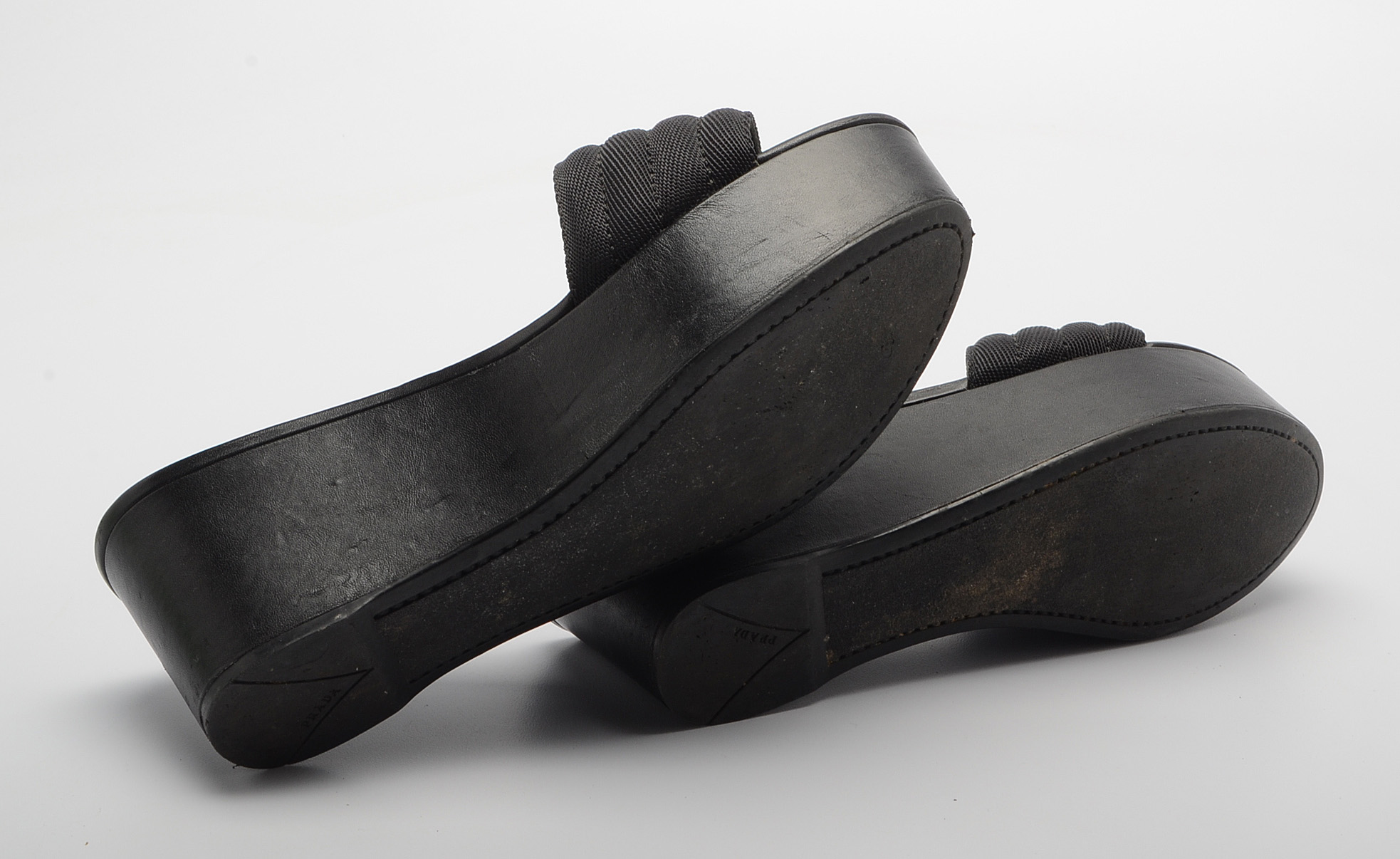 Prada Black Platform Slide Sandals