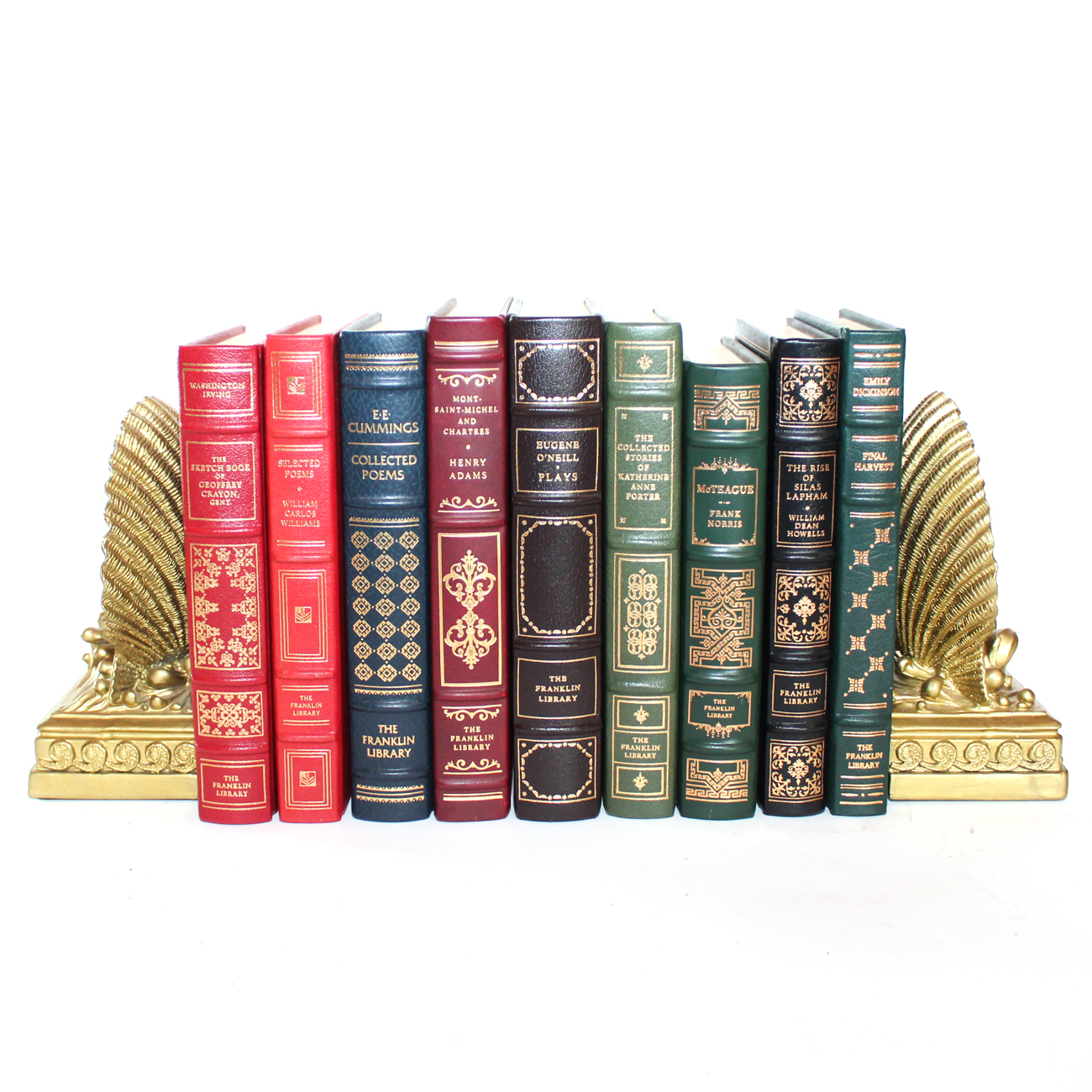 Vintage Collection of Hardcover Books with Bookends