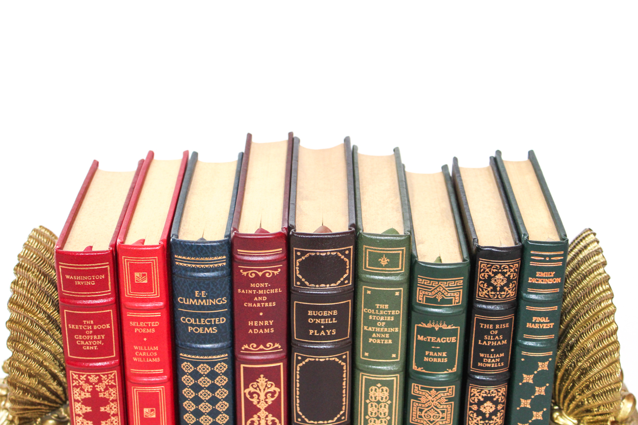 Vintage Collection of Hardcover Books with Bookends