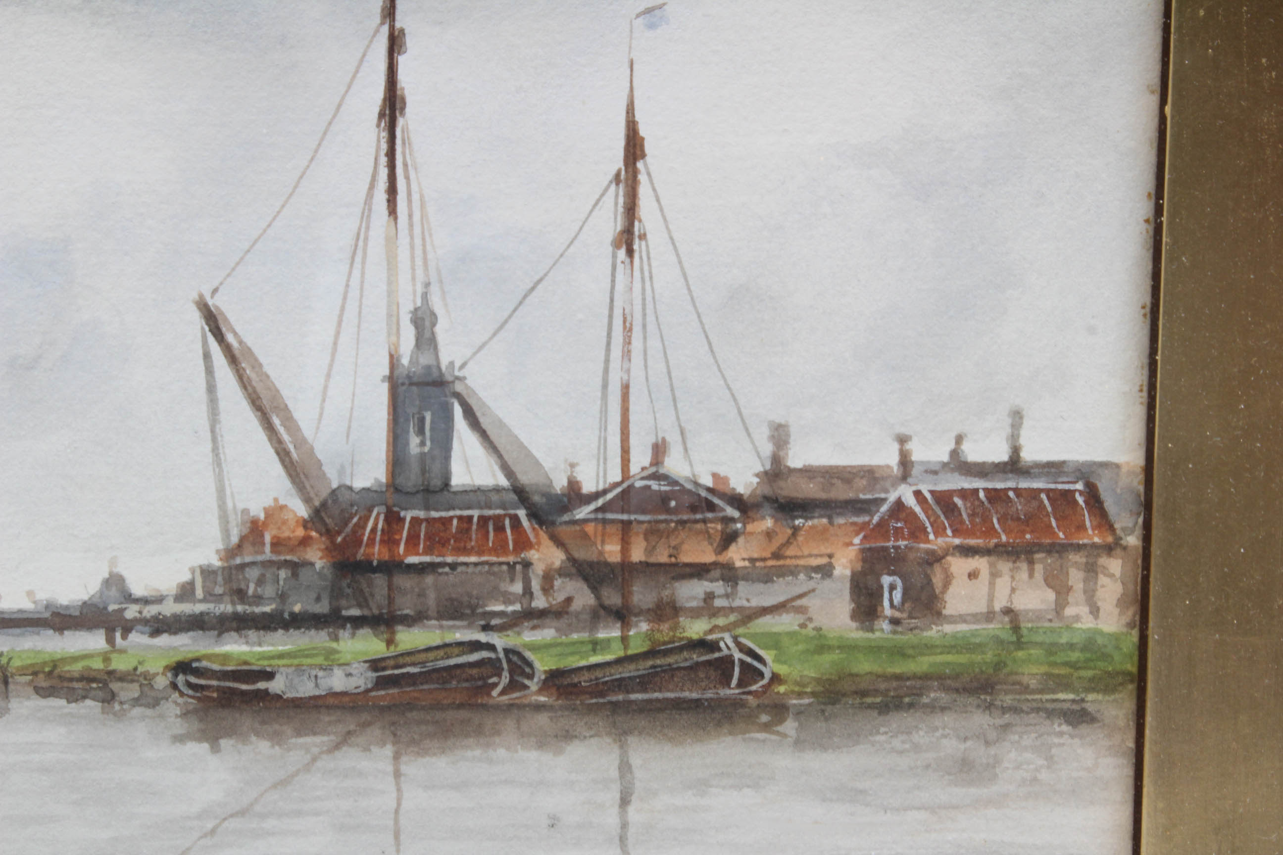 Jan van Couver Watercolor Painting of Dutch Seascape