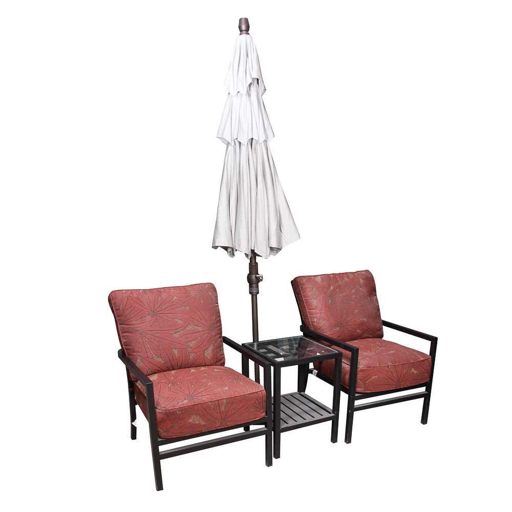 Summer Classics Contemporary Patio Chairs, Side Table and Umbrella