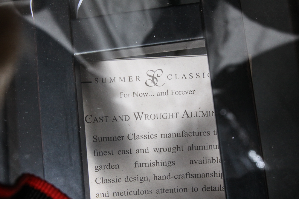 Summer Classics Contemporary Patio Chairs, Side Table and Umbrella