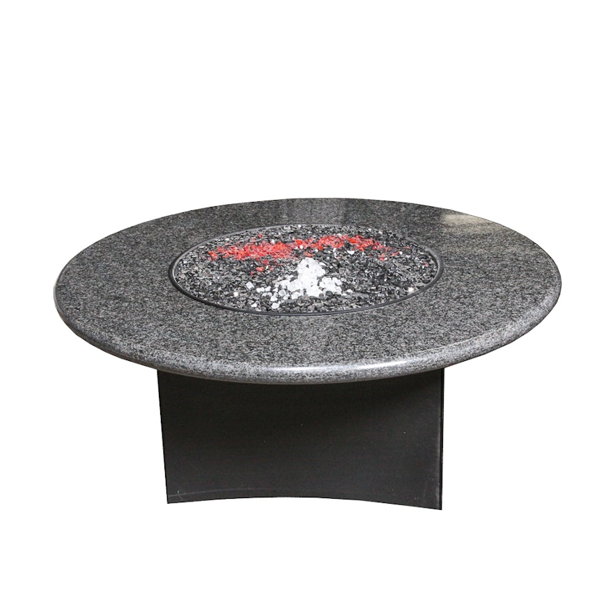 "Oriflamme" Granite Top Fire Pit with Rocks