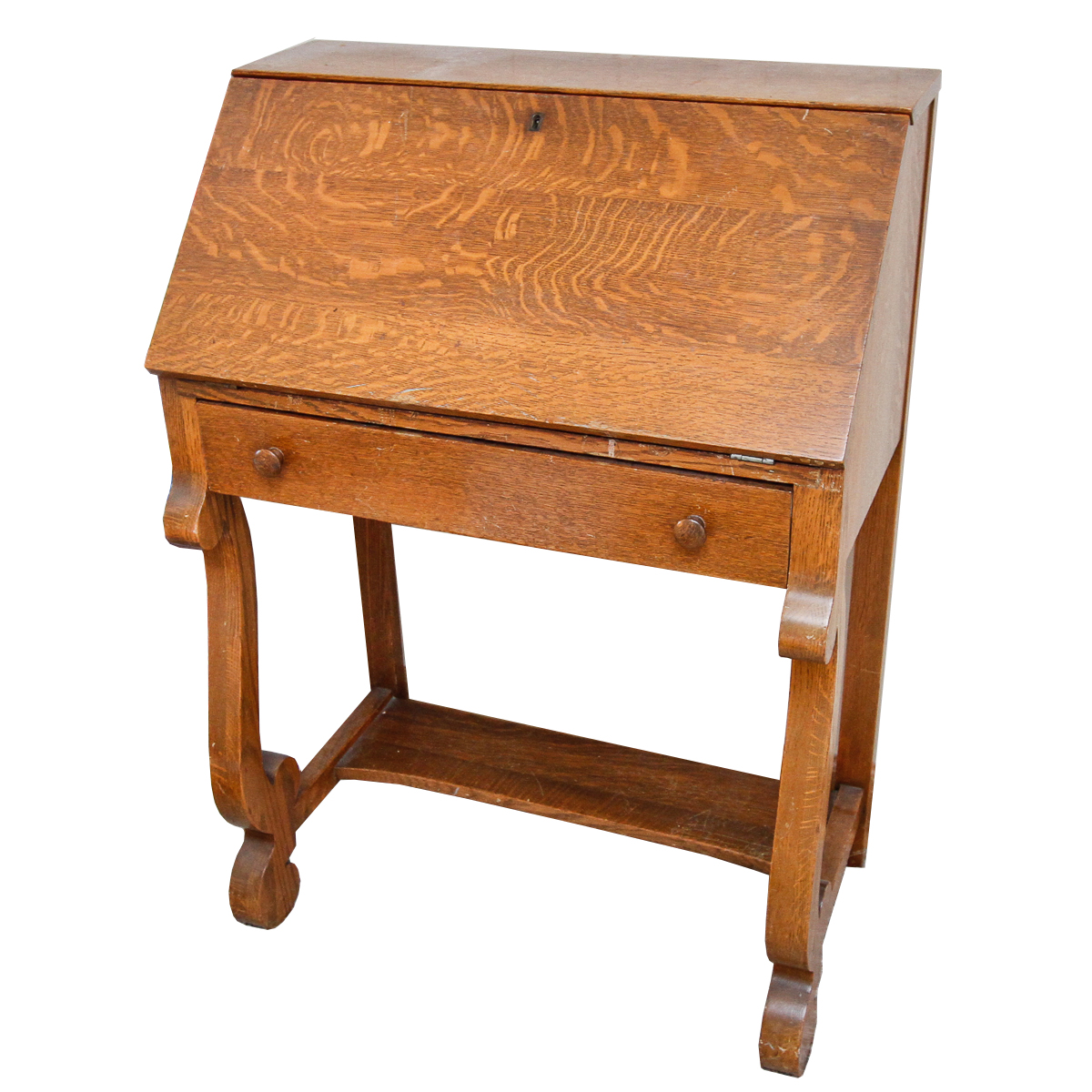 Vintage Empire Style Oak Secretary Desk