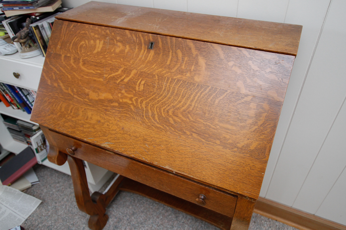 Vintage Empire Style Oak Secretary Desk