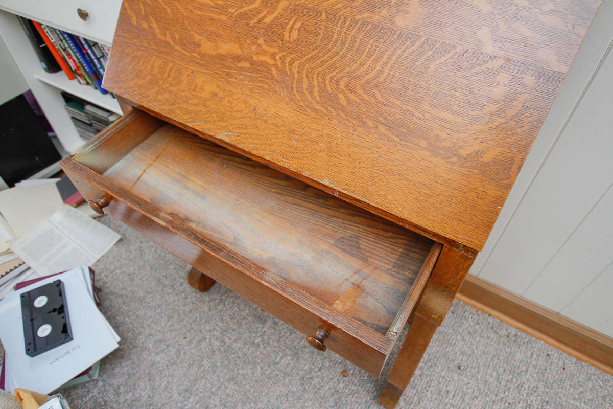 Vintage Empire Style Oak Secretary Desk