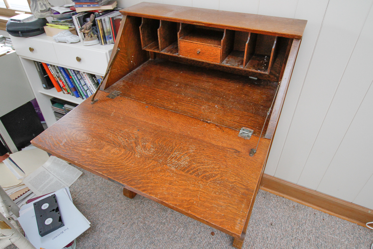 Vintage Empire Style Oak Secretary Desk