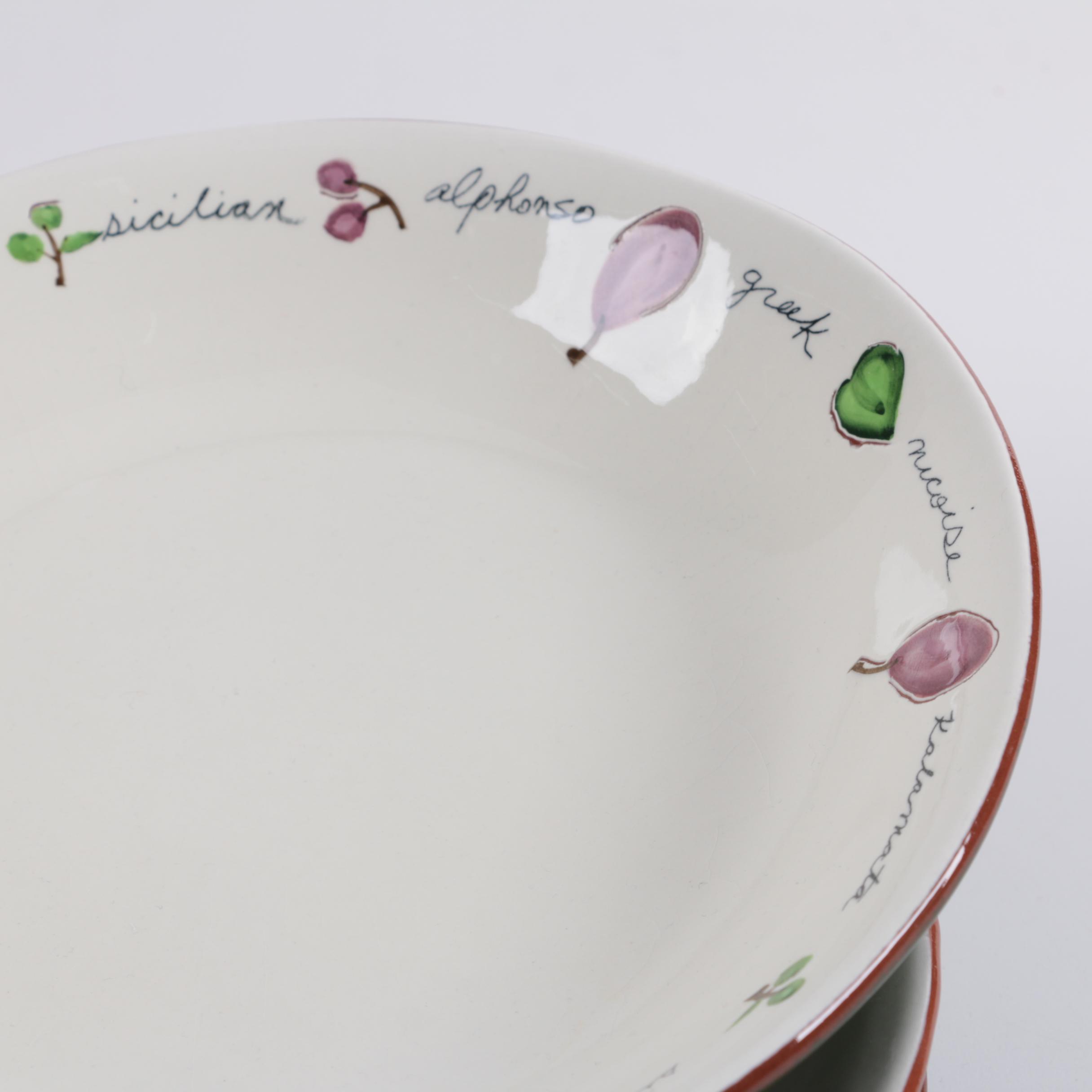 Pottery Barn "Olive" Pasta Bowls and Serving Bowl