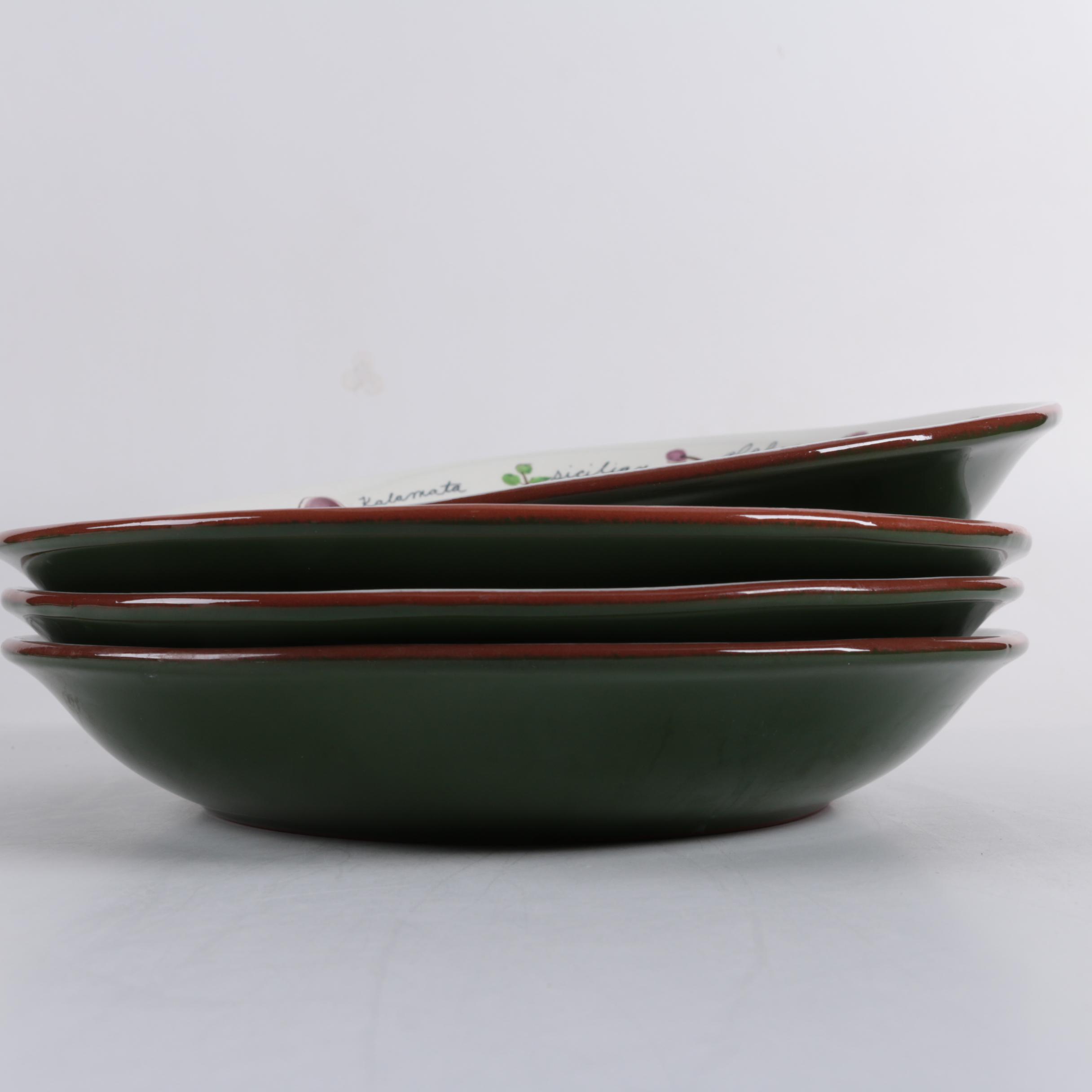 Pottery Barn "Olive" Pasta Bowls and Serving Bowl