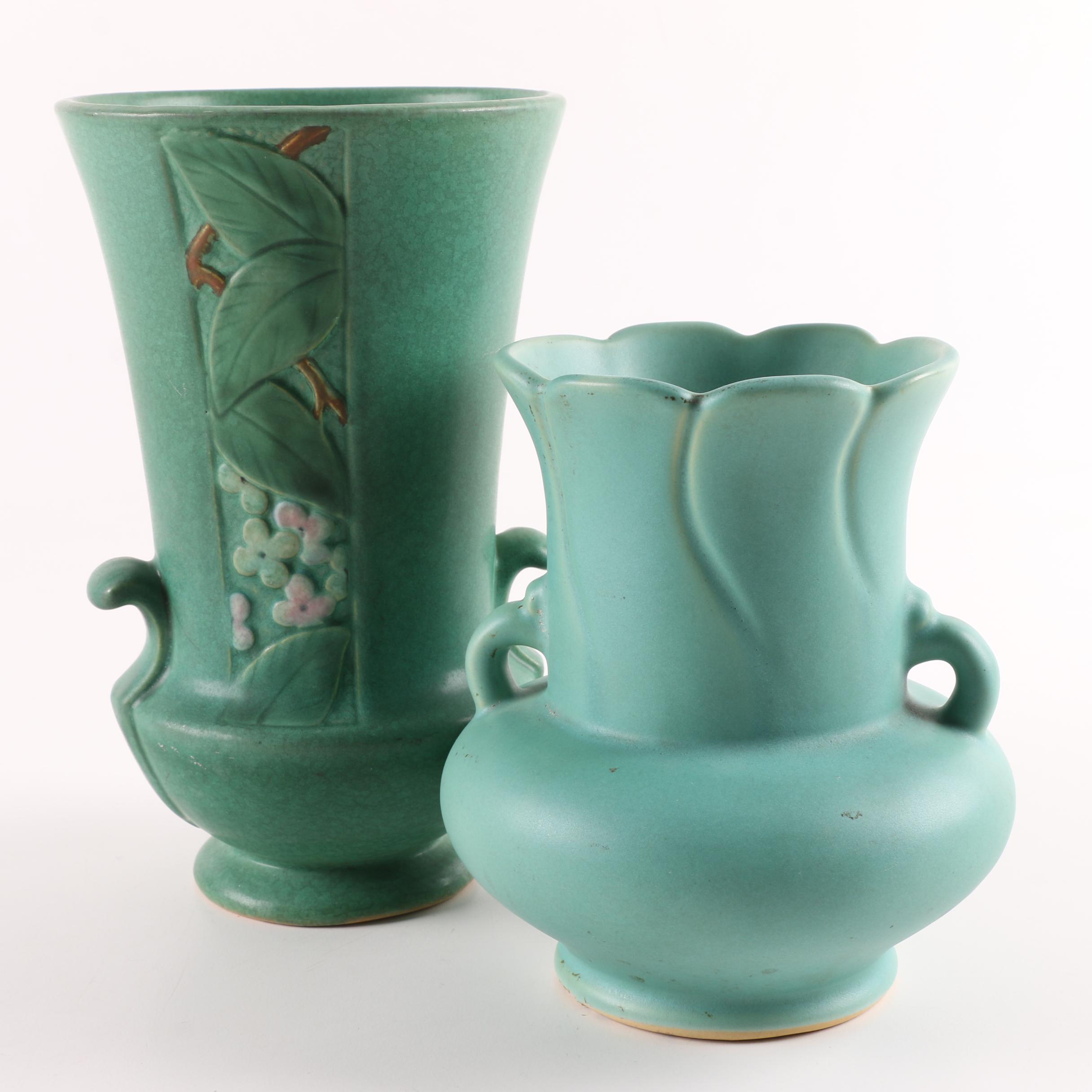 1930s Weller Pottery "Dorland" and "Velva"  Vases
