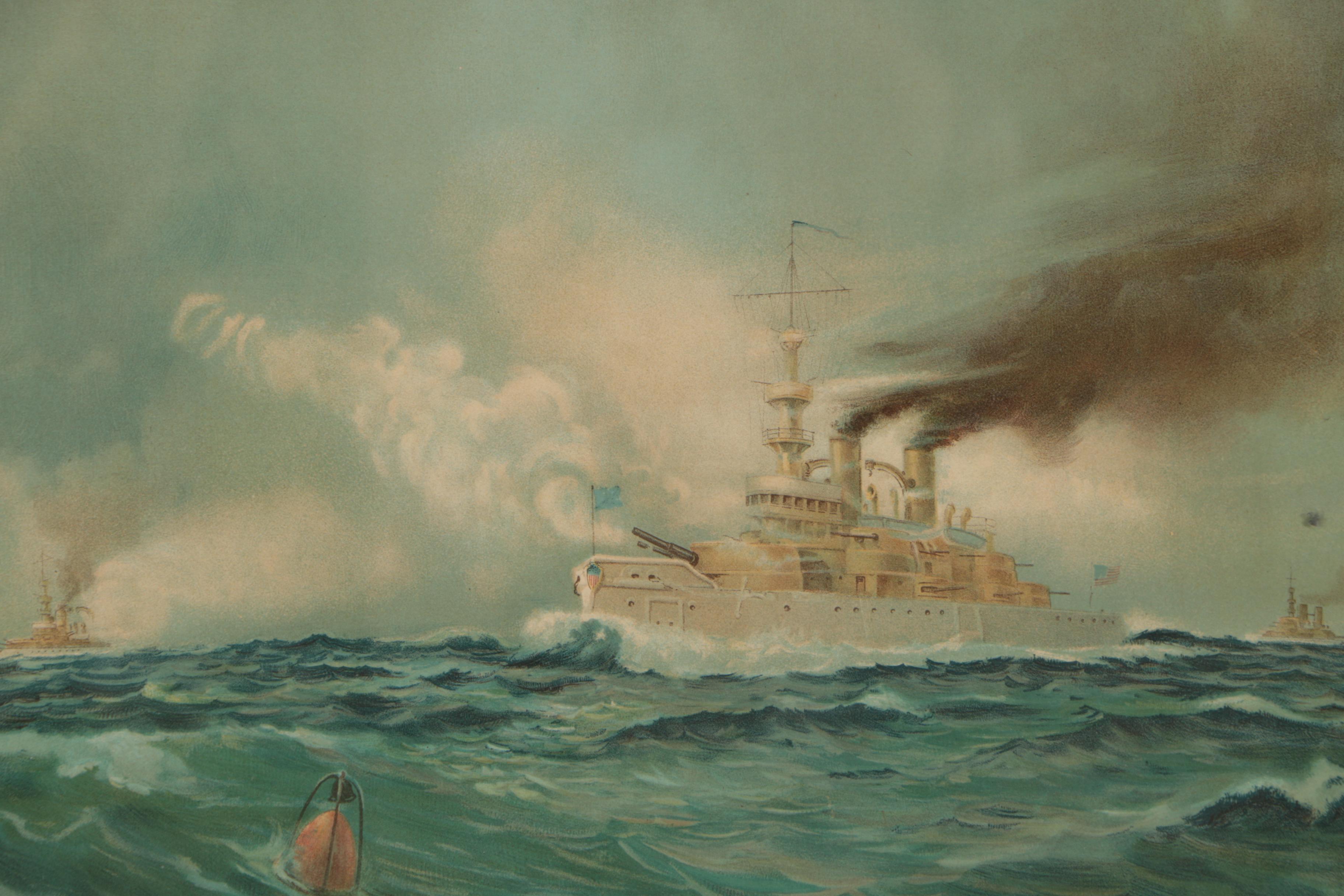 Werner Chromolithograph of 1899 1st Class U. S. Navy Battleships