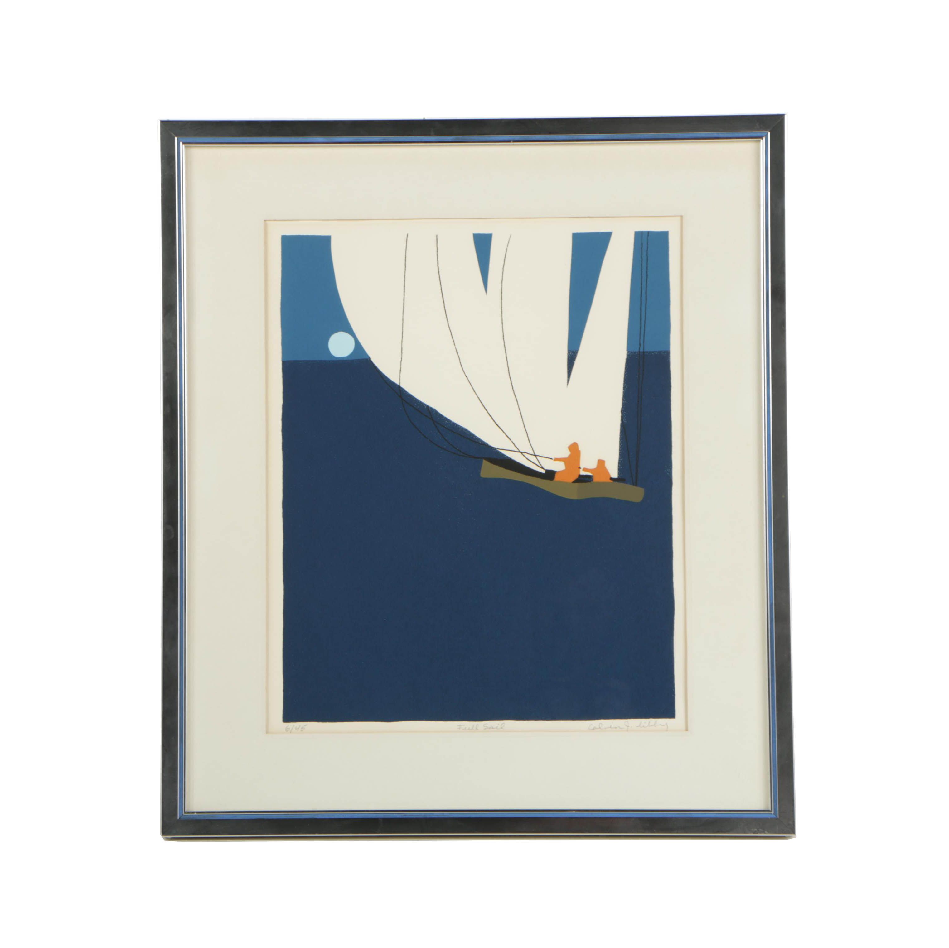 Calvin J. Libby Serigraph "Full Sail"