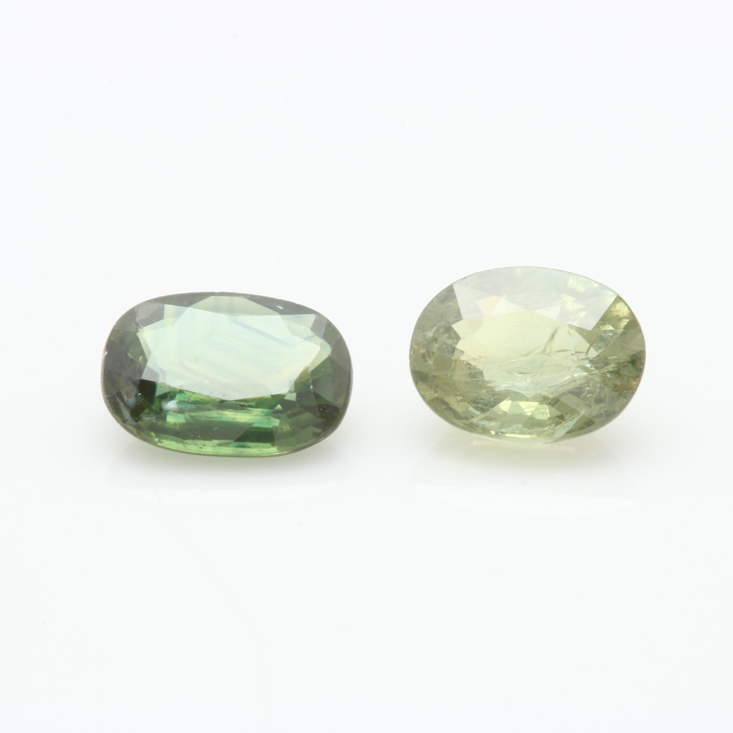 Loose 1.35 CT and 1.40 CT Natural Green Sapphires