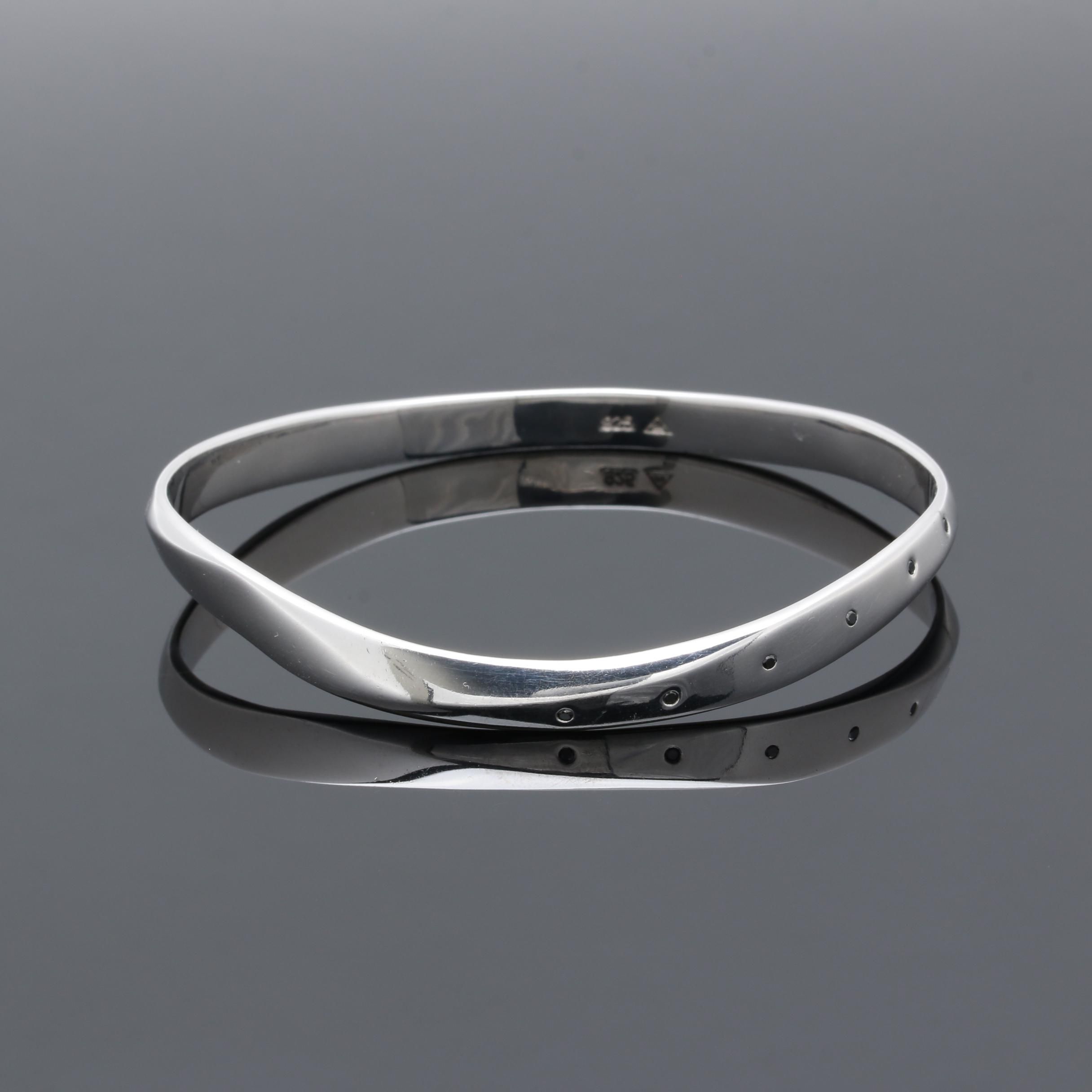 Sterling Silver Black Diamond Bangle Bracelet