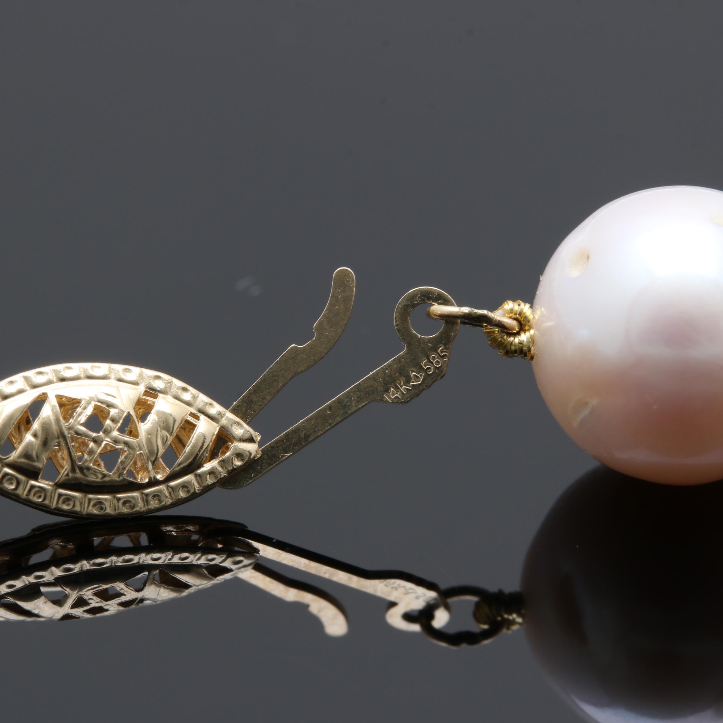 14K Yellow Gold Cultured Pearl Necklace
