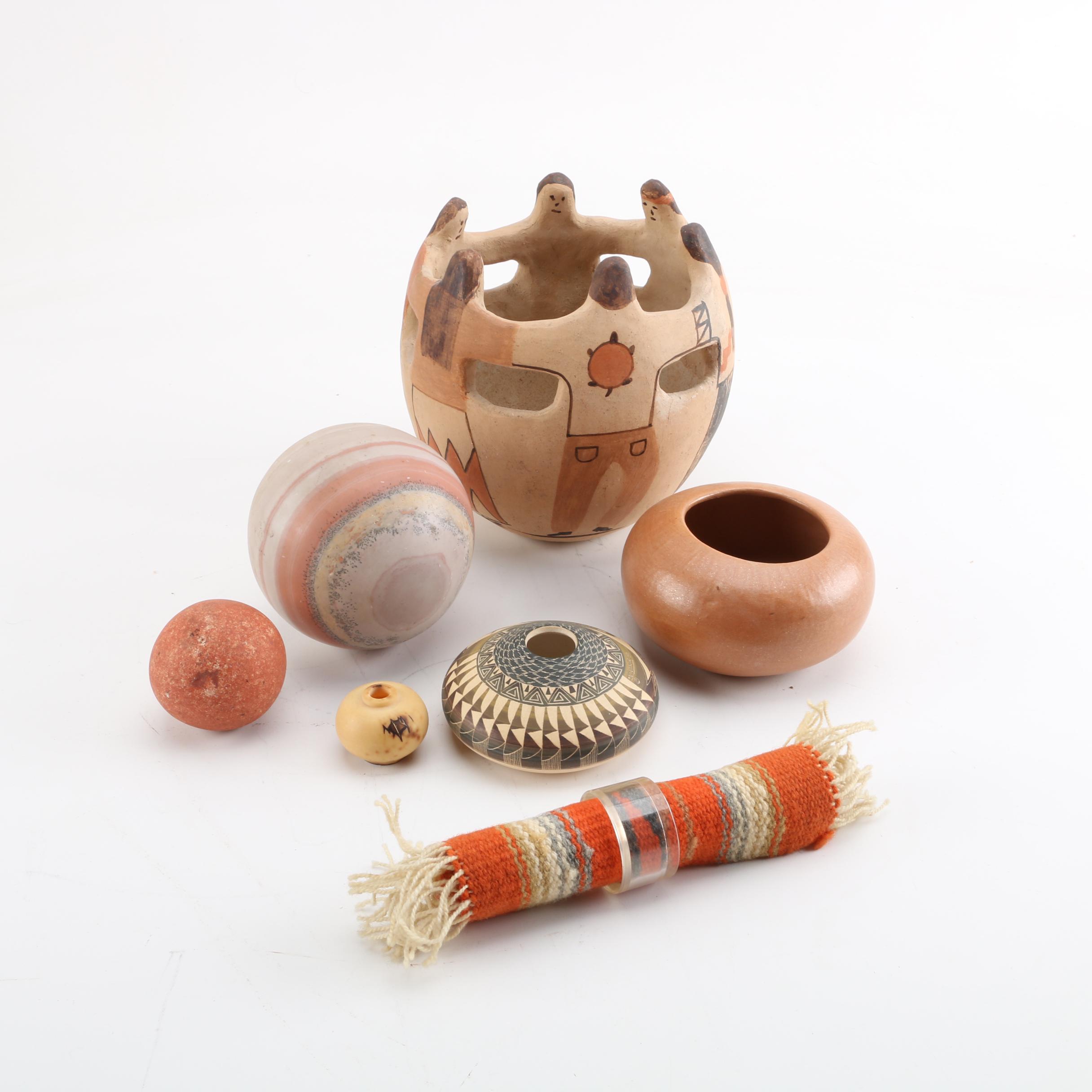 Ute Tribe "Fish" Pottery Vase with other Native American Inspired Decor