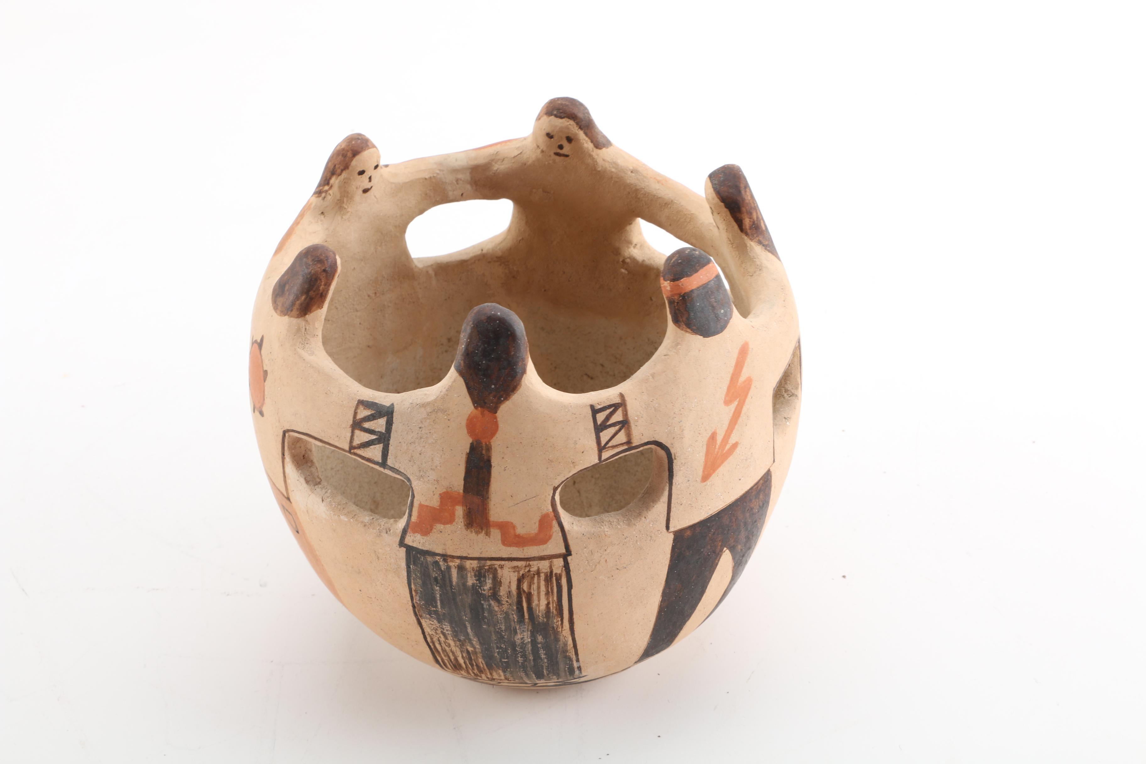 Ute Tribe "Fish" Pottery Vase with other Native American Inspired Decor