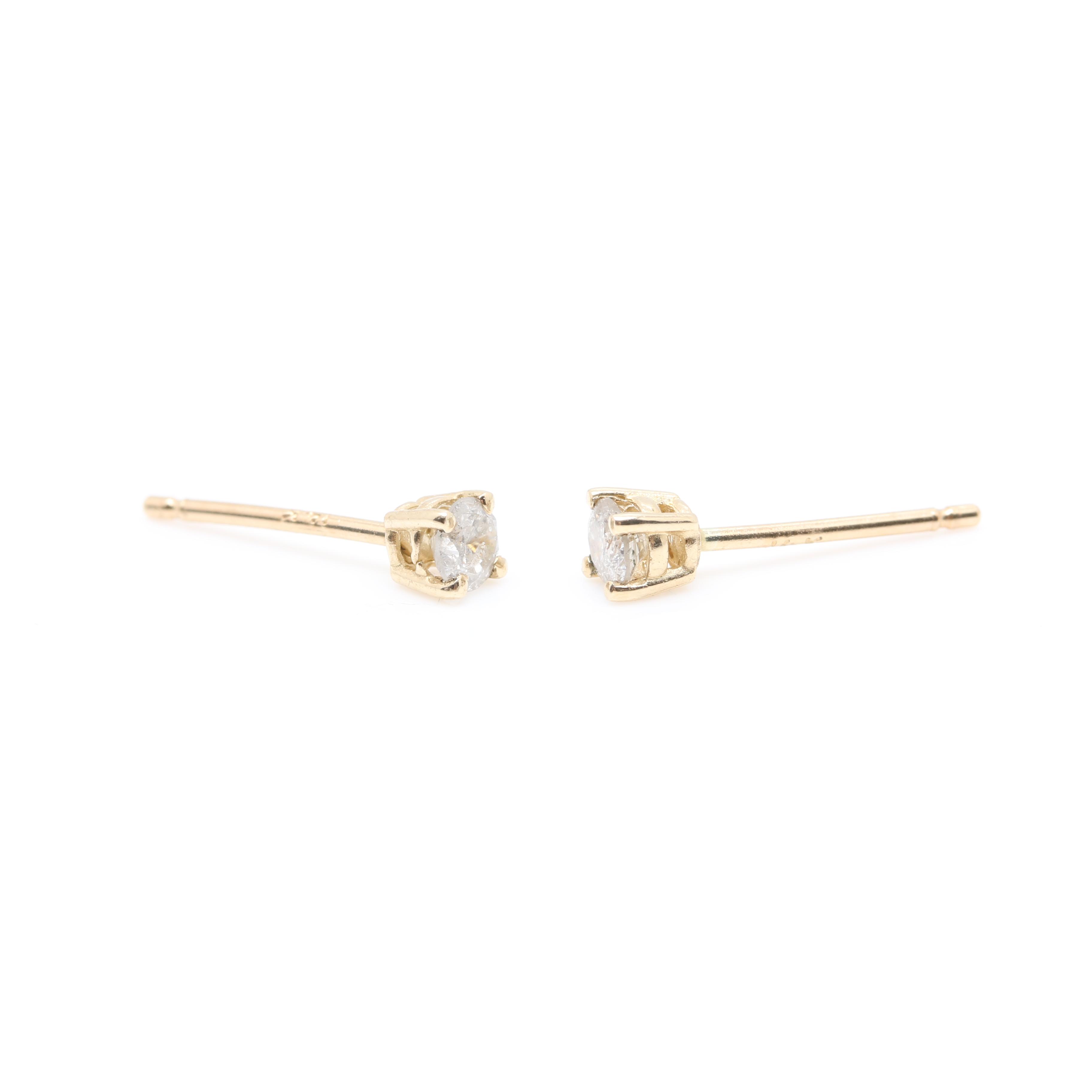 14K Yellow Gold Diamond Stud Earrings