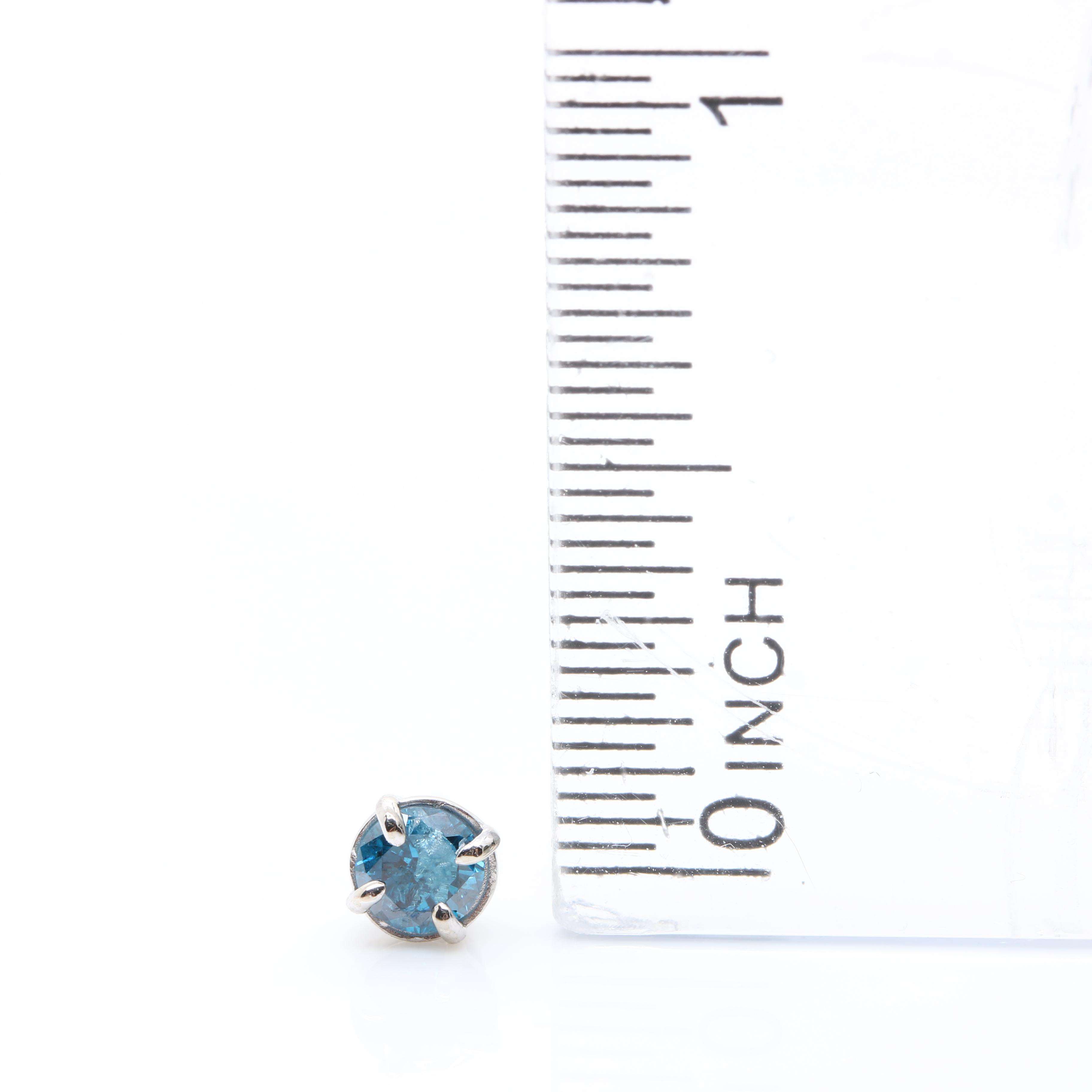14K White Gold Blue Diamond Stud Earrings