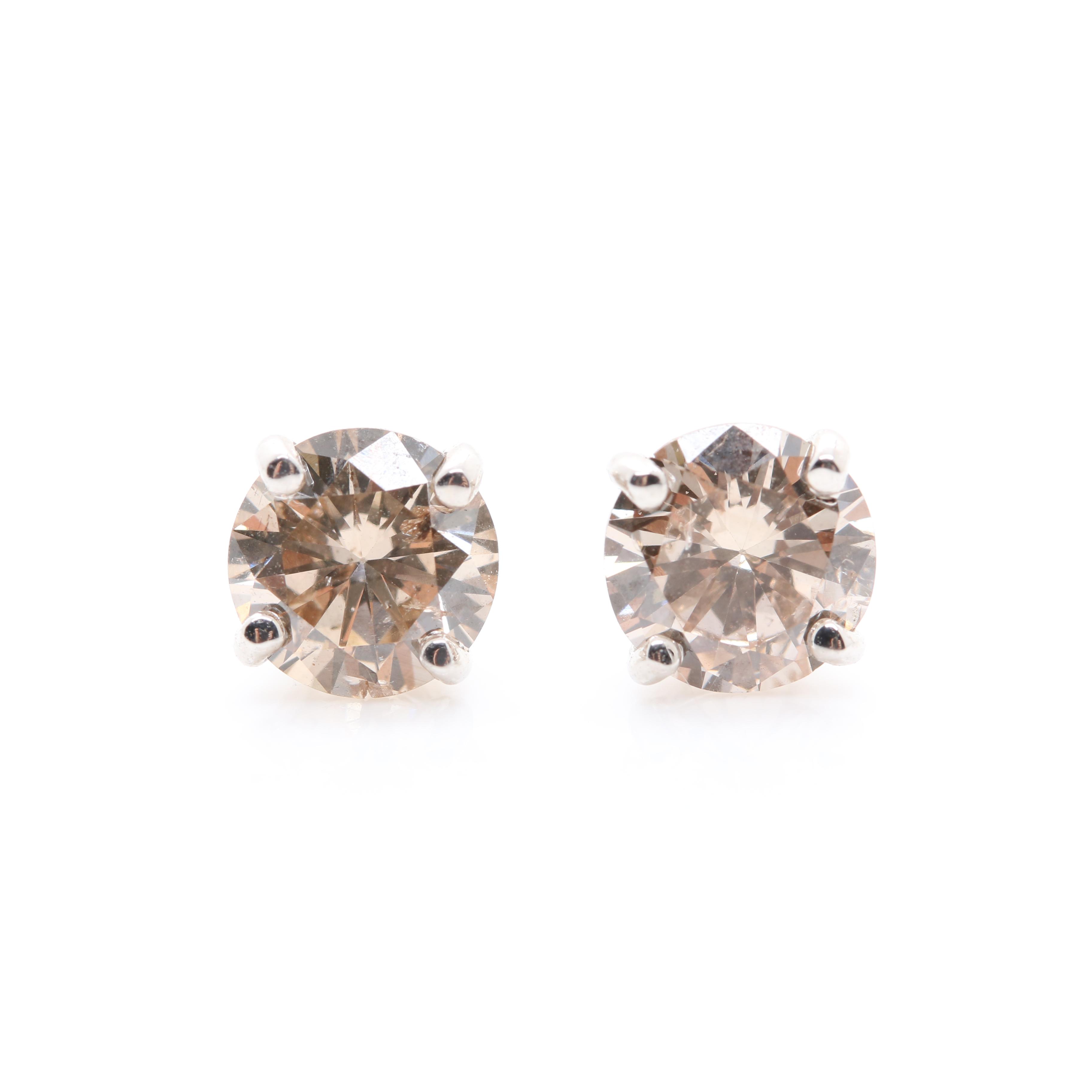 14K White Gold 1.25 CTW Diamond Stud Earrings