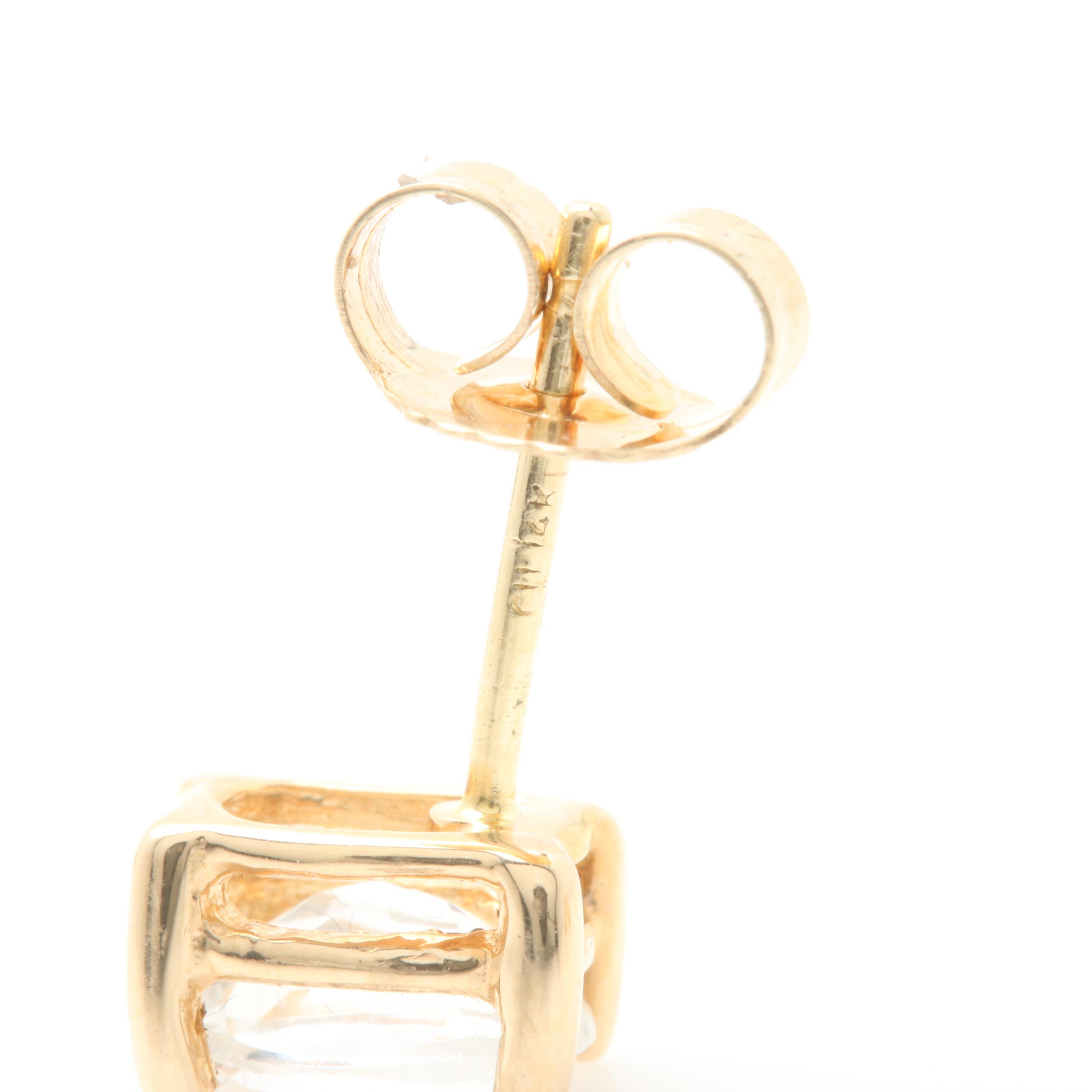 Assortment of 14K Yellow Gold Gemstone Stud Earrings