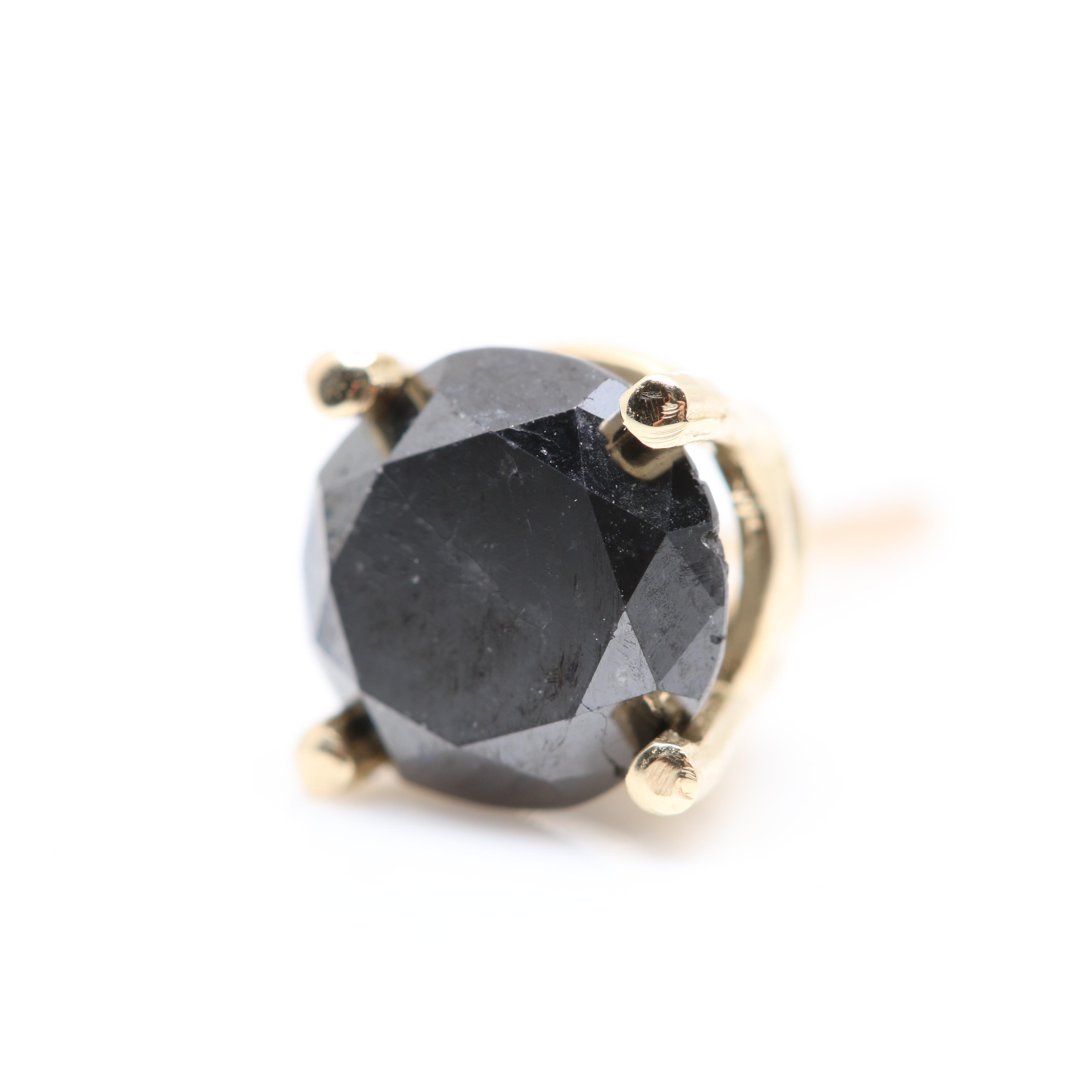 14K Yellow Gold 2.04 CTW Black Diamond Stud Earrings