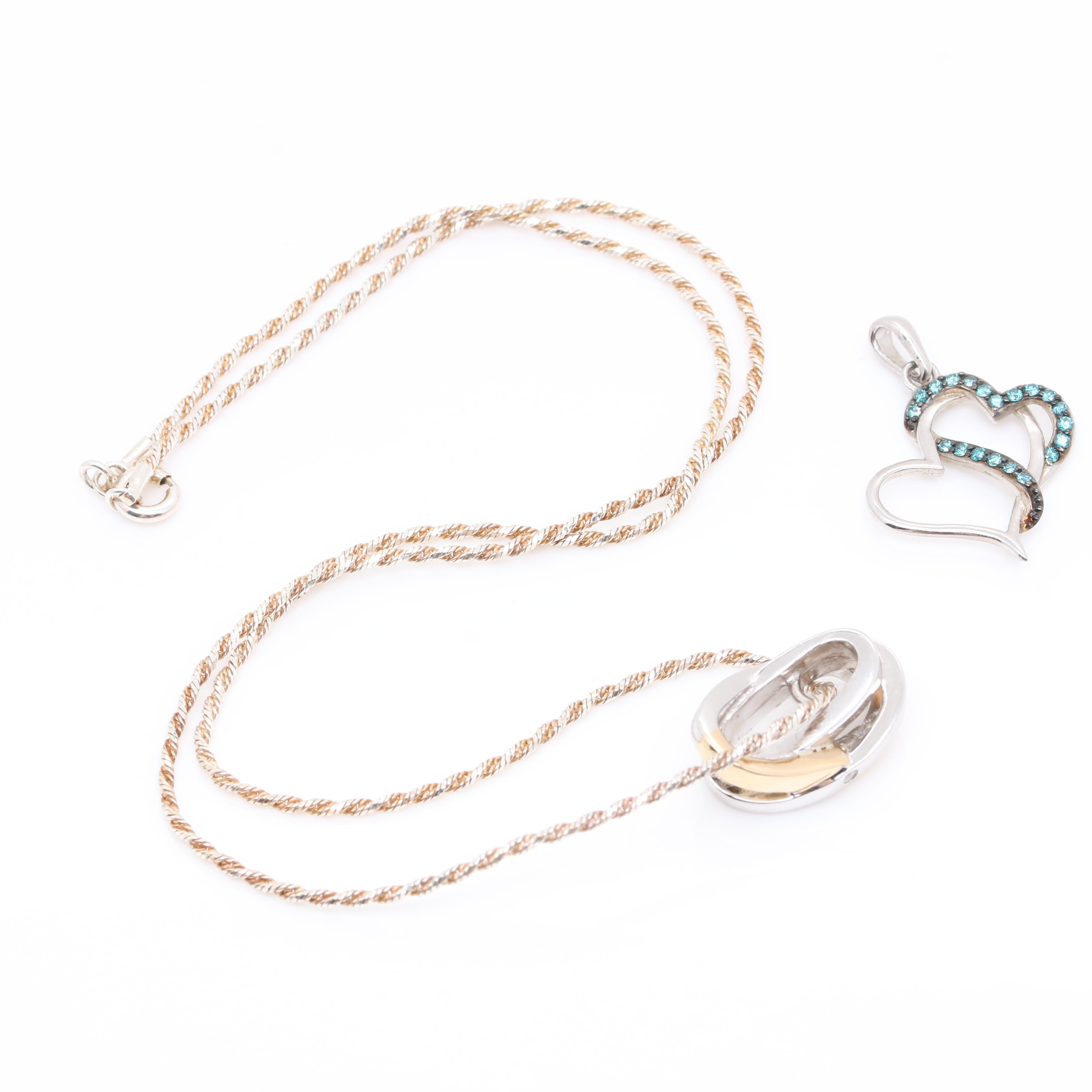 Sterling Silver Diamond Necklace and Pendant