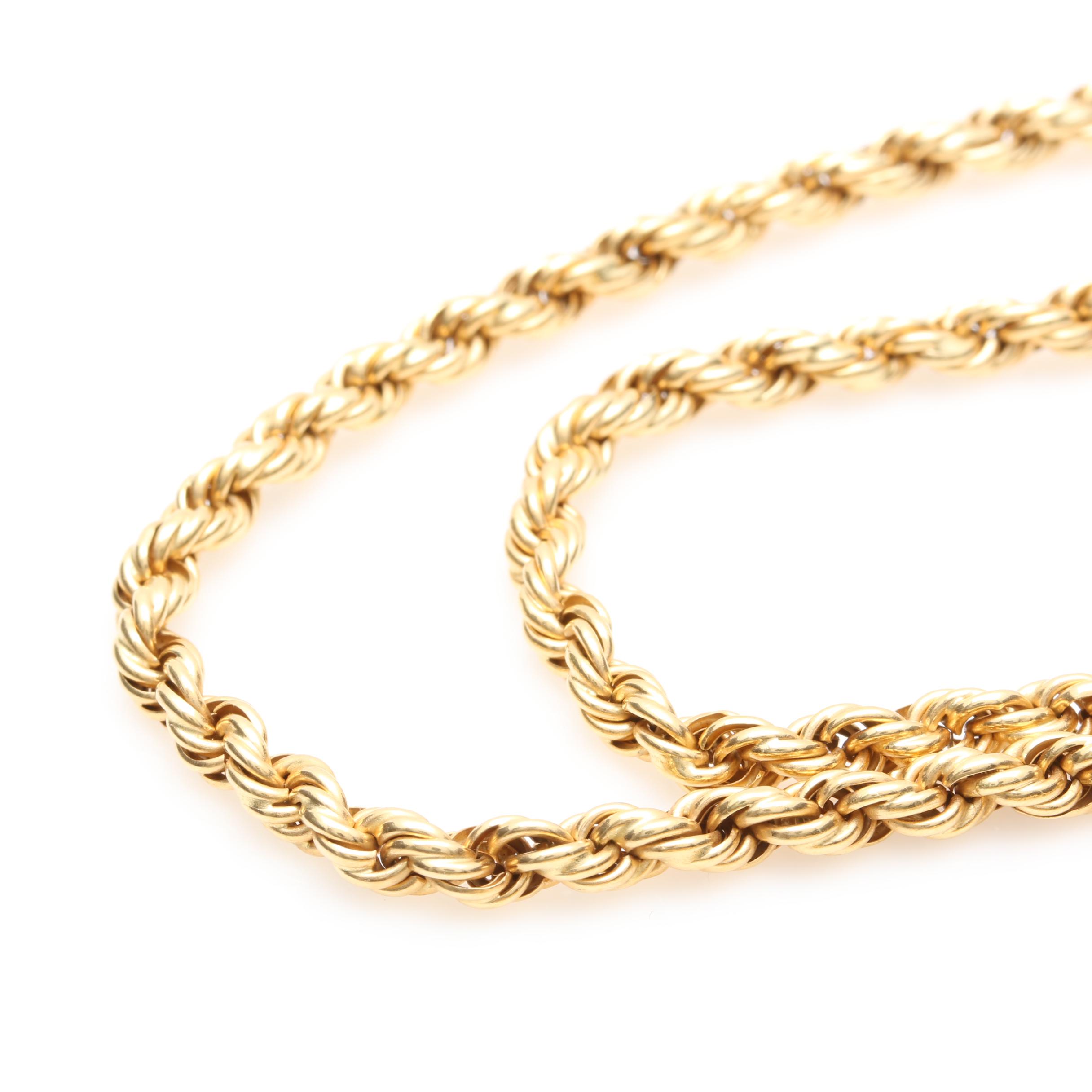 18K Yellow Gold Graduated Rope Chain