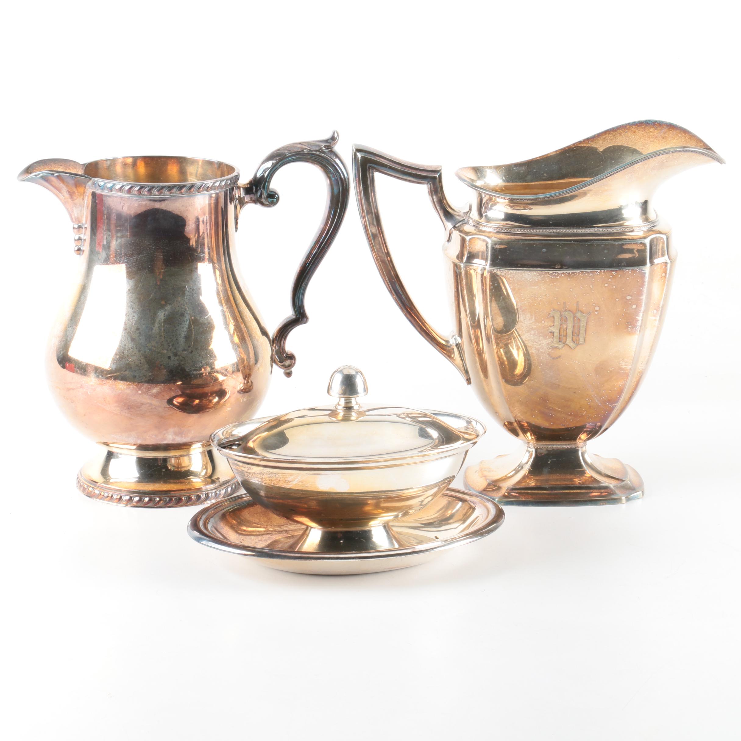 Wallace Melford "Castledon" Silver Plate Pitchers and Assorted Serveware